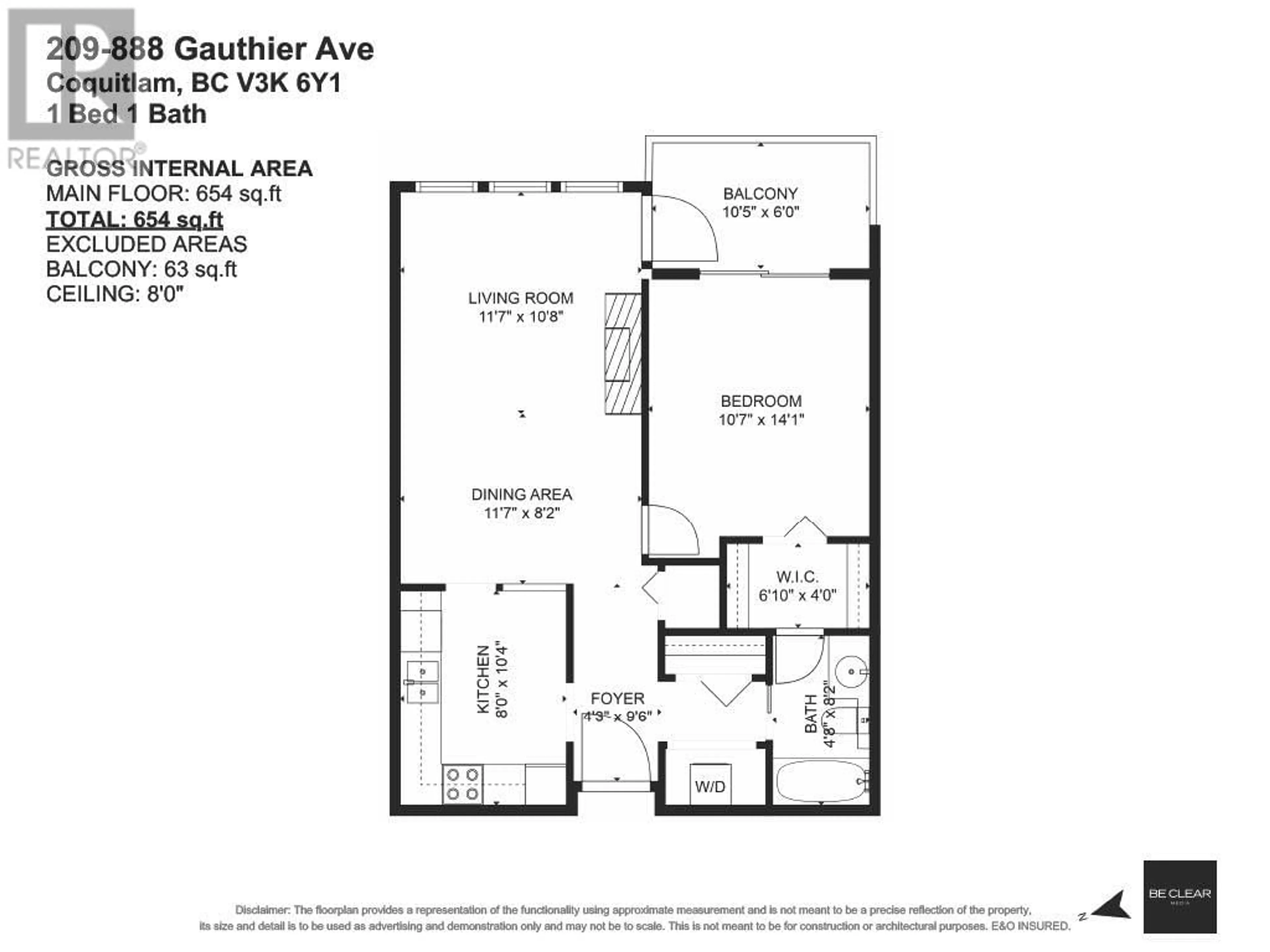 Floor plan for 209 888 GAUTHIER AVENUE, Coquitlam British Columbia V3K6Y1