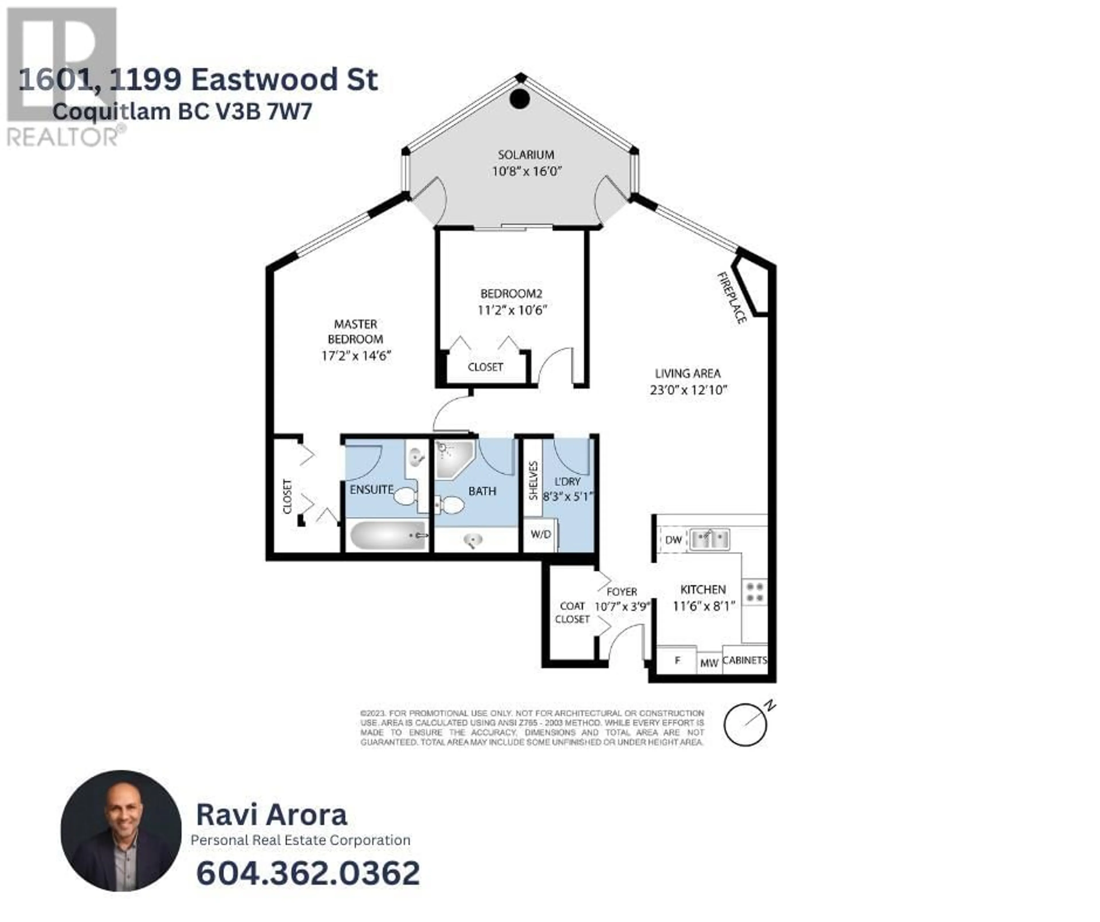 Floor plan for 1601 1199 EASTWOOD STREET, Coquitlam British Columbia V3B7W7