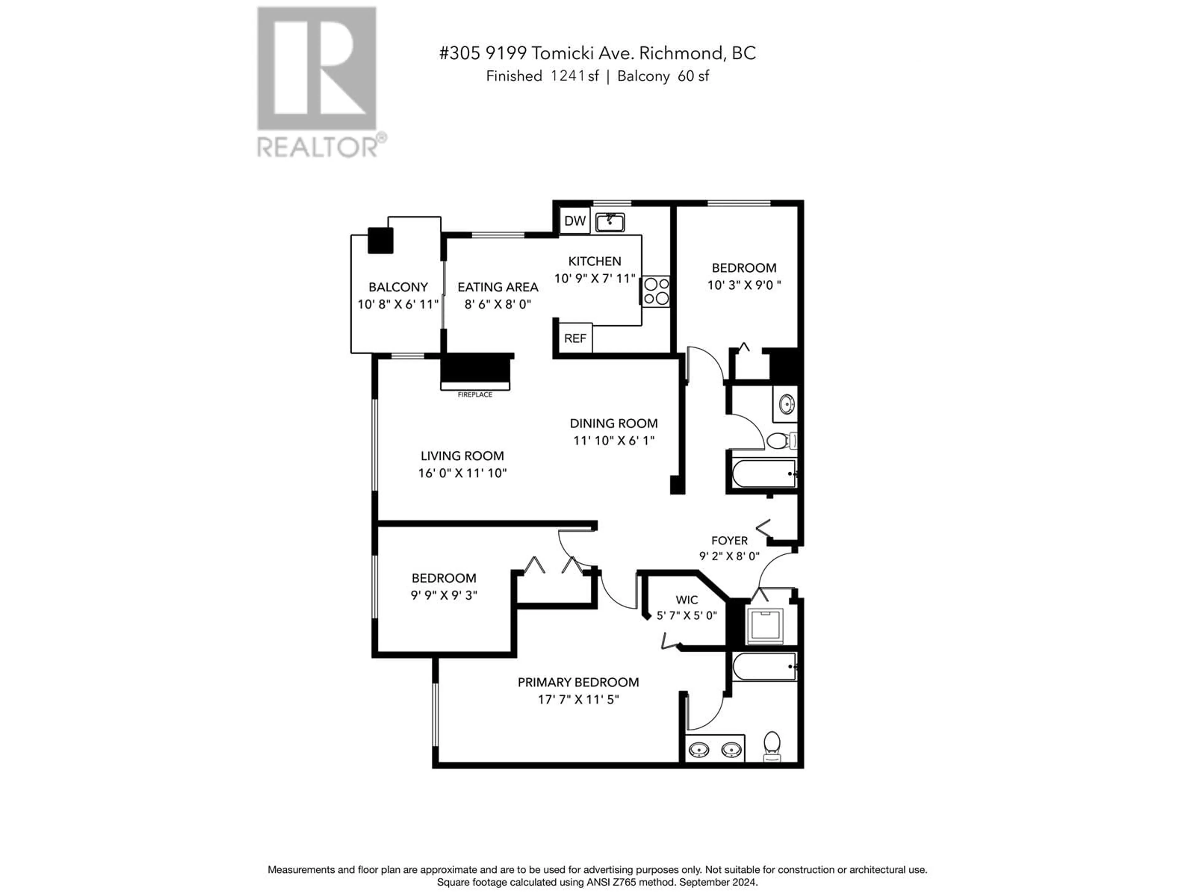 Floor plan for 305 9199 TOMICKI AVENUE, Richmond British Columbia V6X0C4