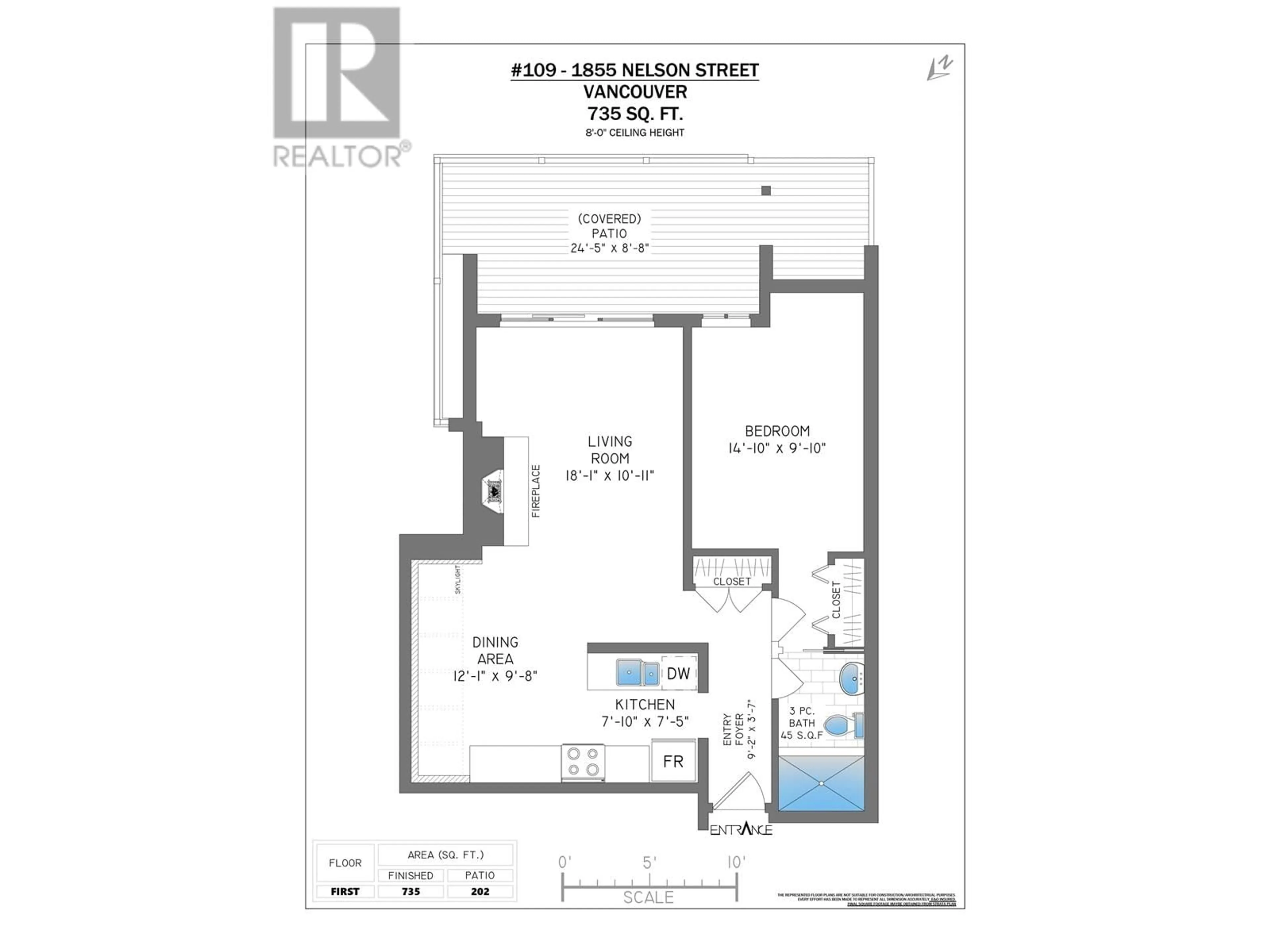 Floor plan for 109 1855 NELSON STREET, Vancouver British Columbia V6G1M9