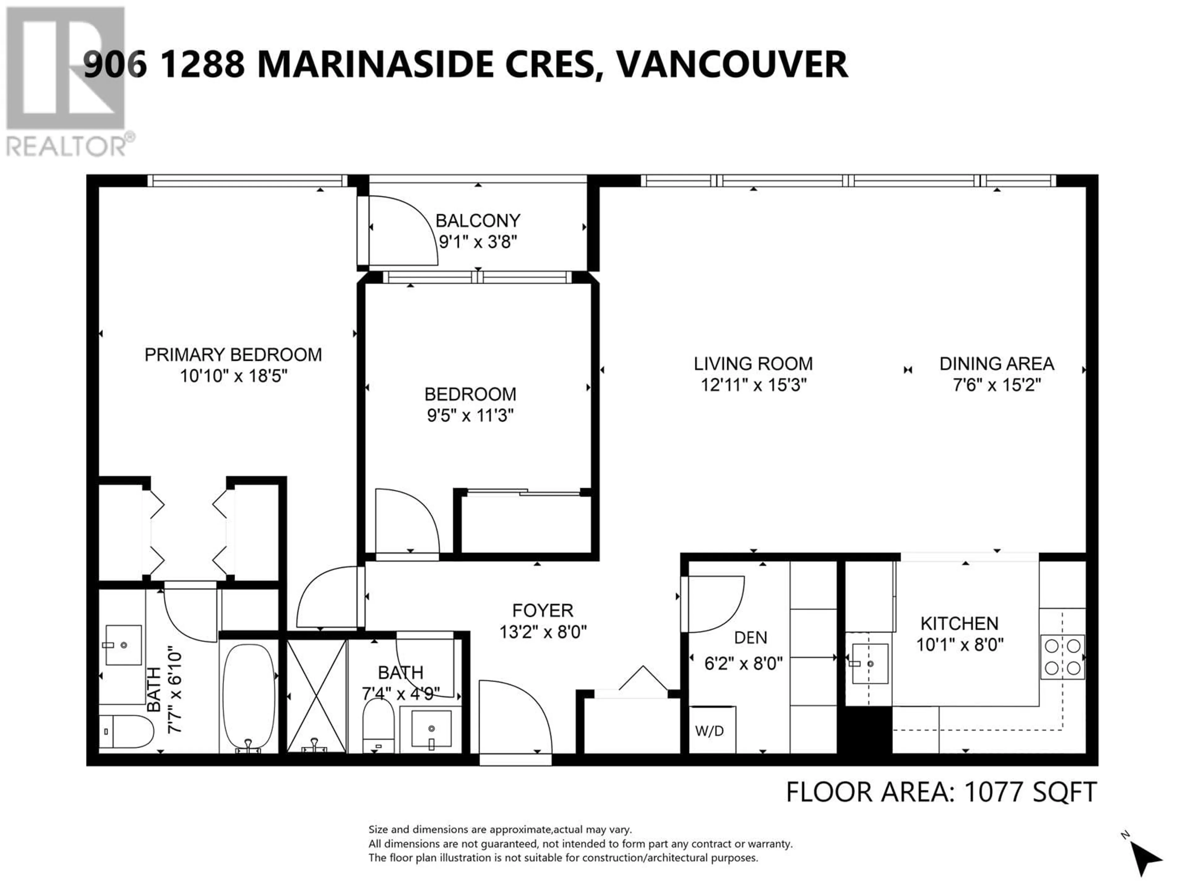 Floor plan for 906 1288 MARINASIDE CRESCENT, Vancouver British Columbia V6Z2W5