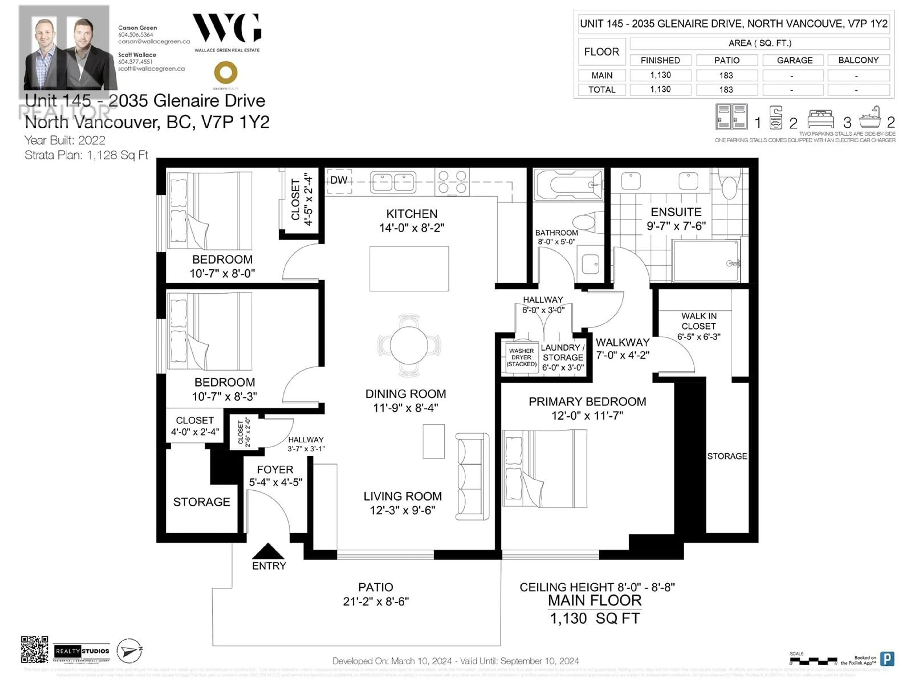 Floor plan for 145 2035 GLENAIRE DRIVE, North Vancouver British Columbia V7P1Y2