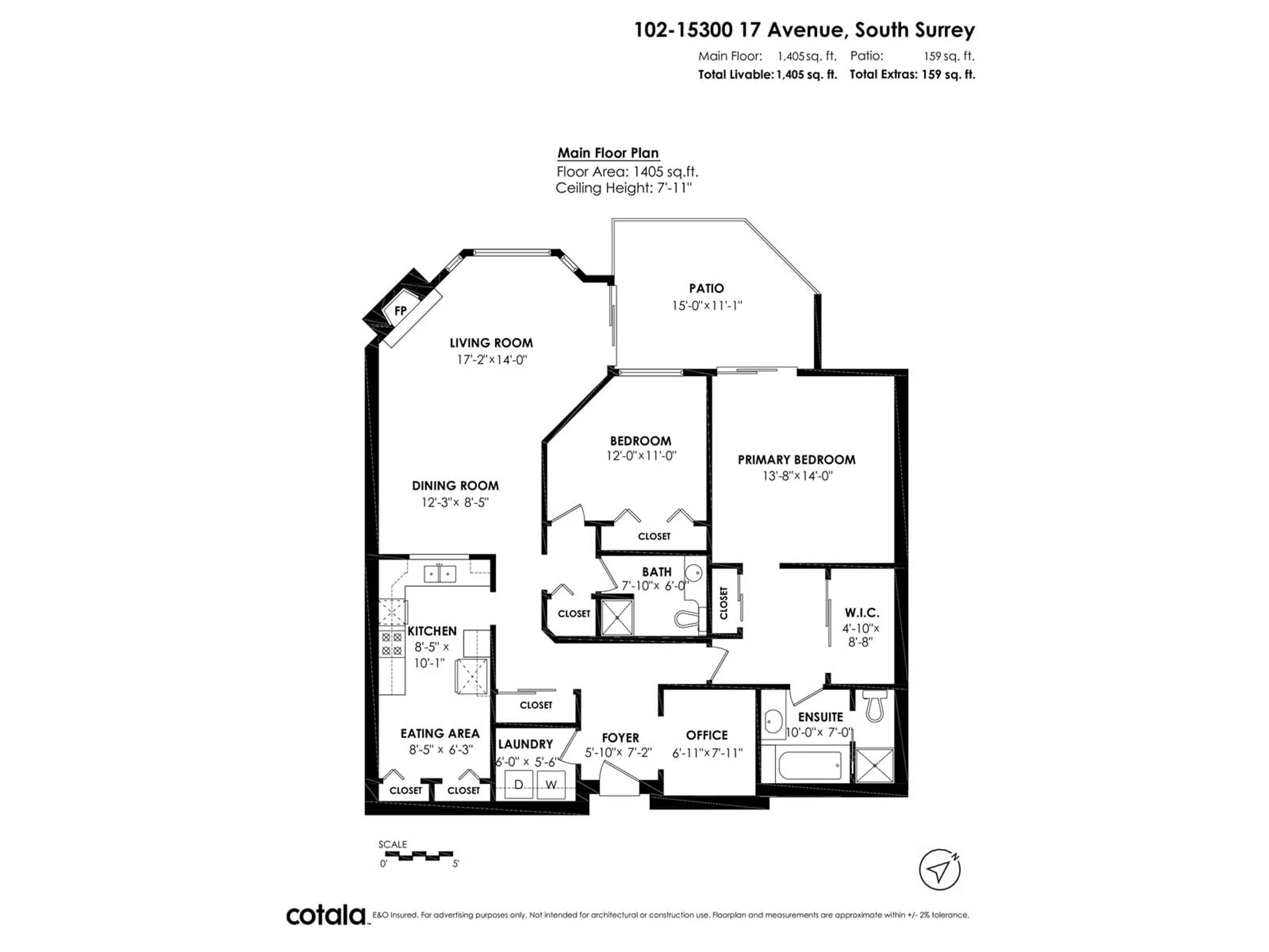 Floor plan for 102 - 15300 17, Surrey British Columbia V4A8Y6