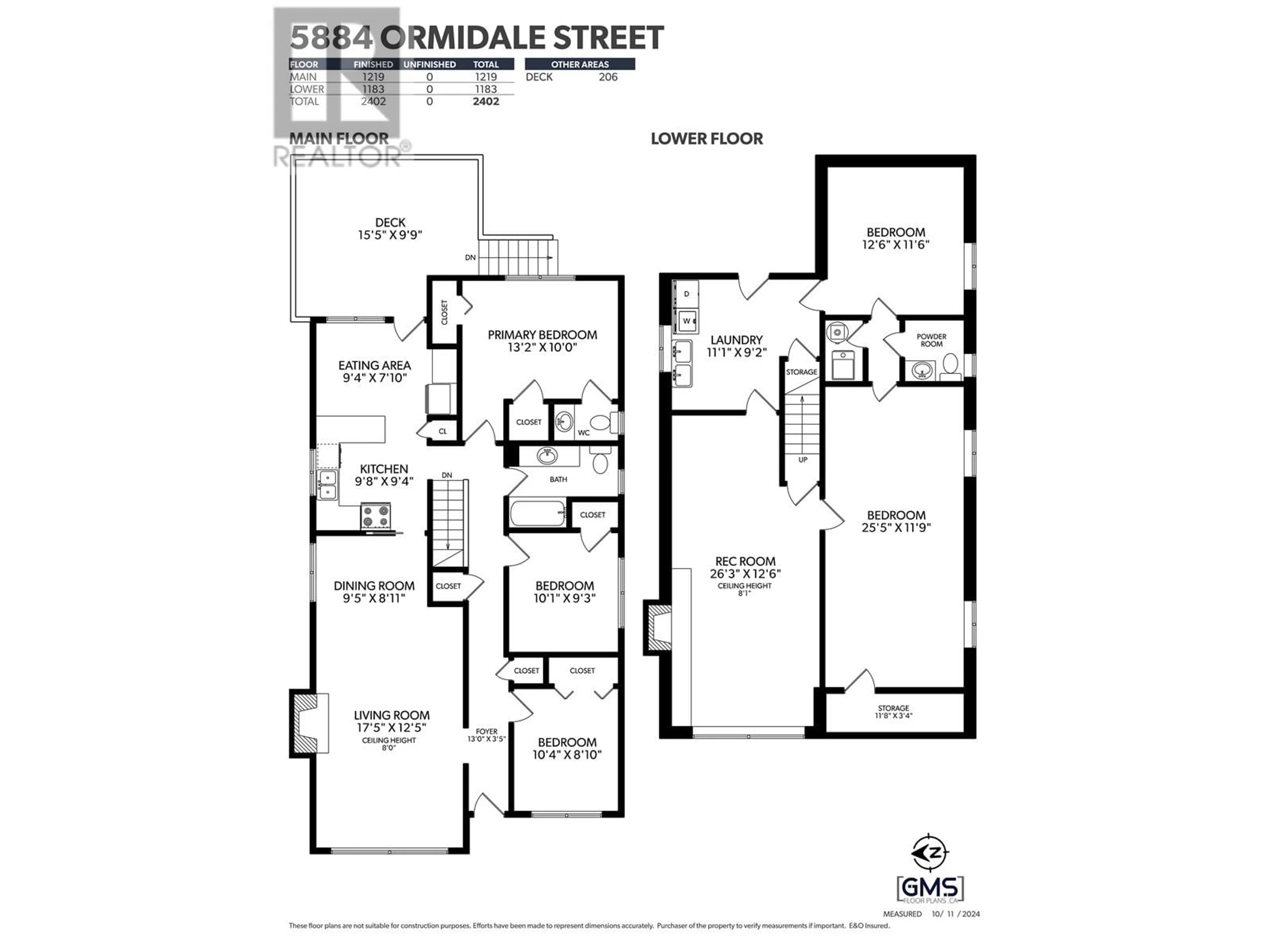 Floor plan for 5884 ORMIDALE STREET, Vancouver British Columbia V5R4R3