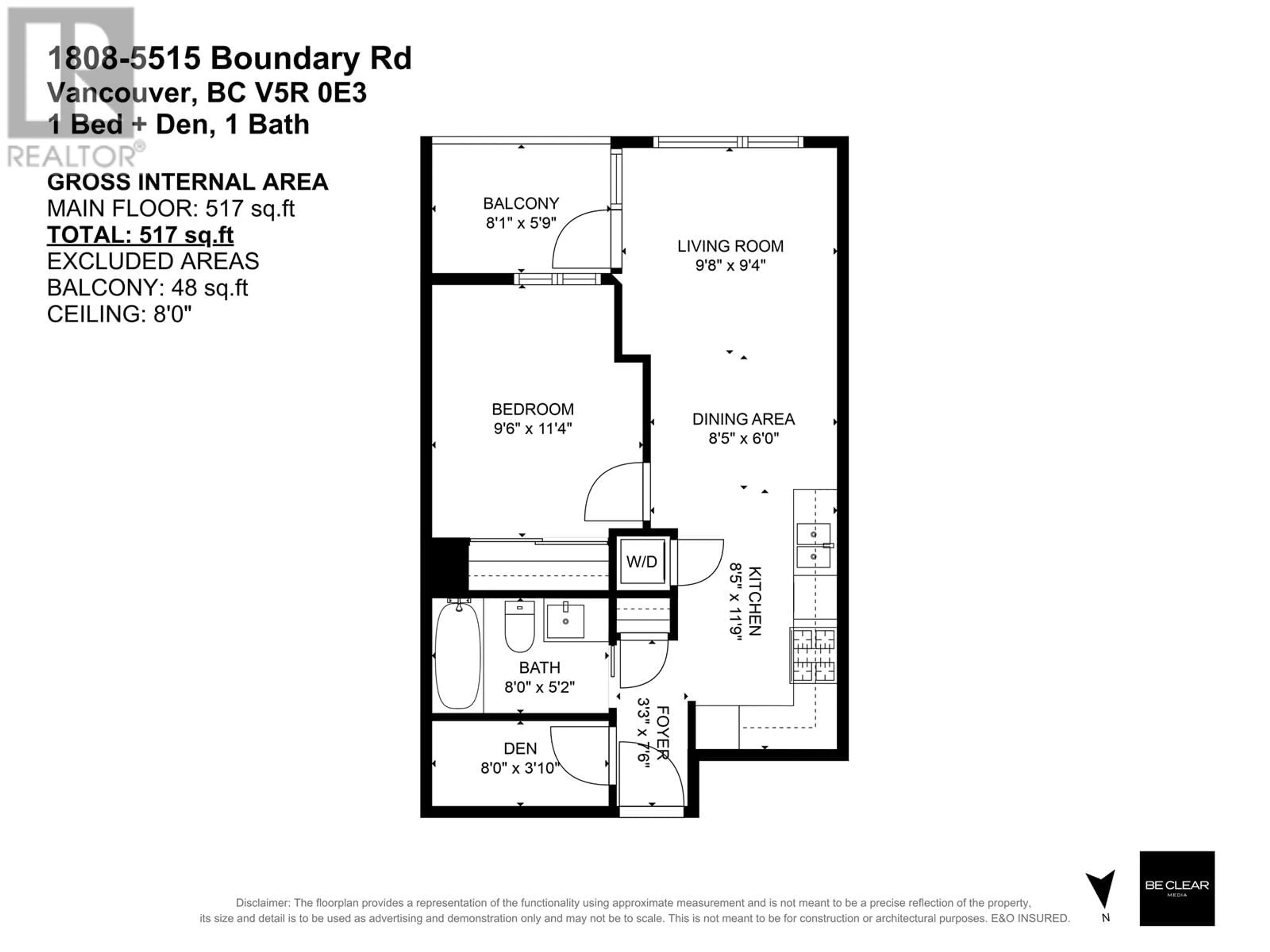 Floor plan for 1808 5515 BOUNDARY ROAD, Vancouver British Columbia V5R0E3