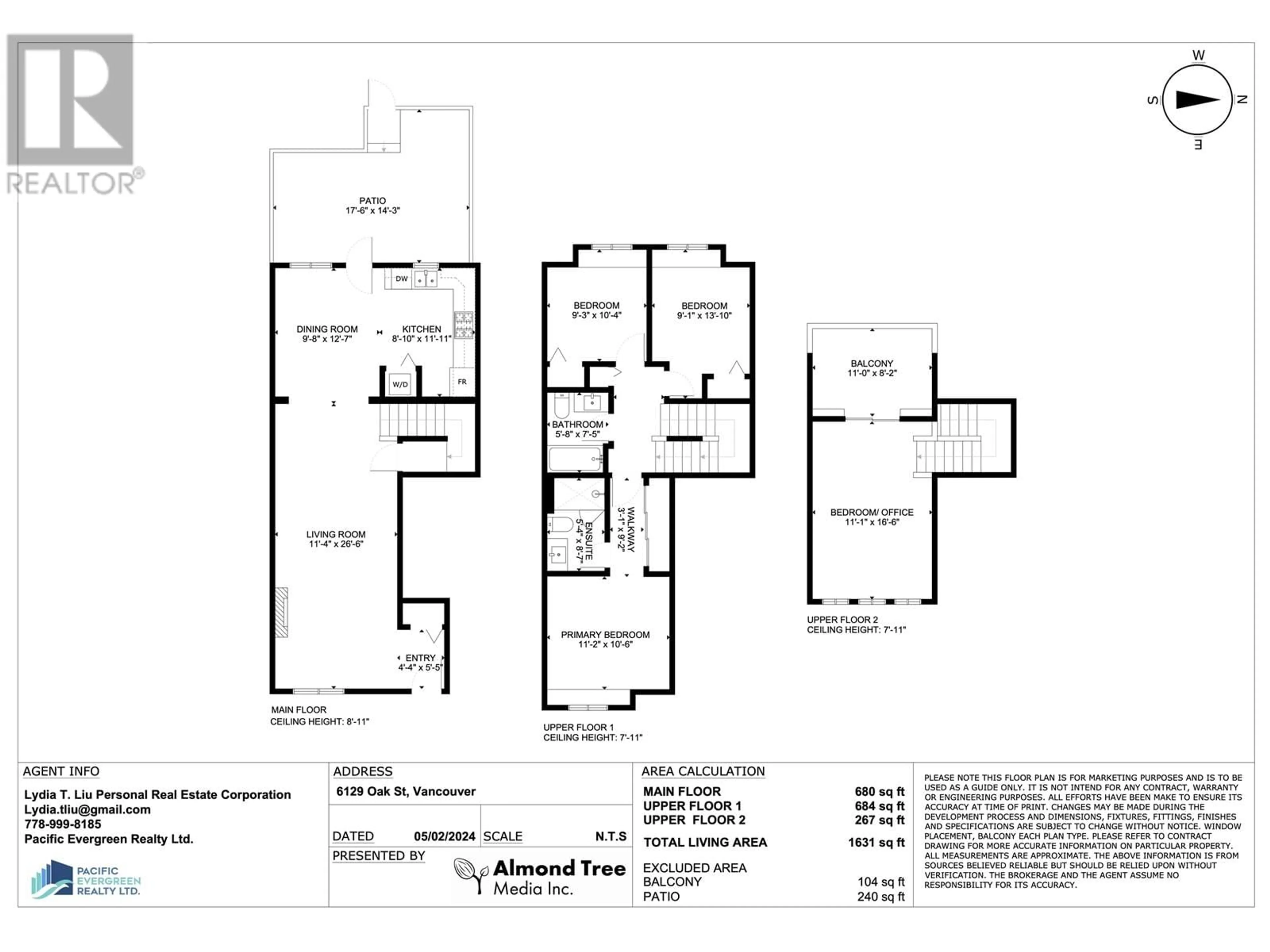 Floor plan for 6129 OAK STREET, Vancouver British Columbia V6M2W3