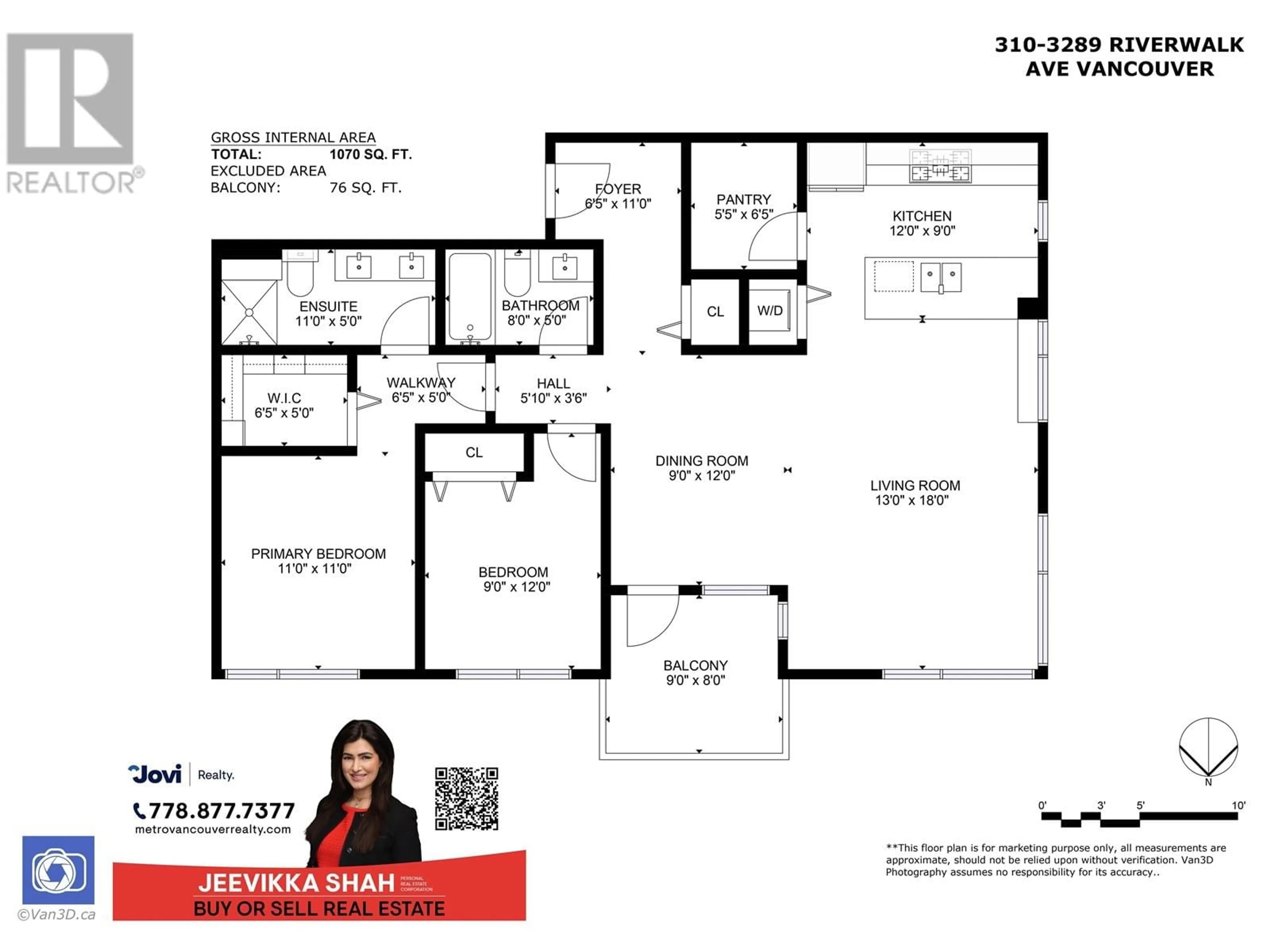 Floor plan for 310 3289 RIVERWALK AVENUE, Vancouver British Columbia V5S0G2