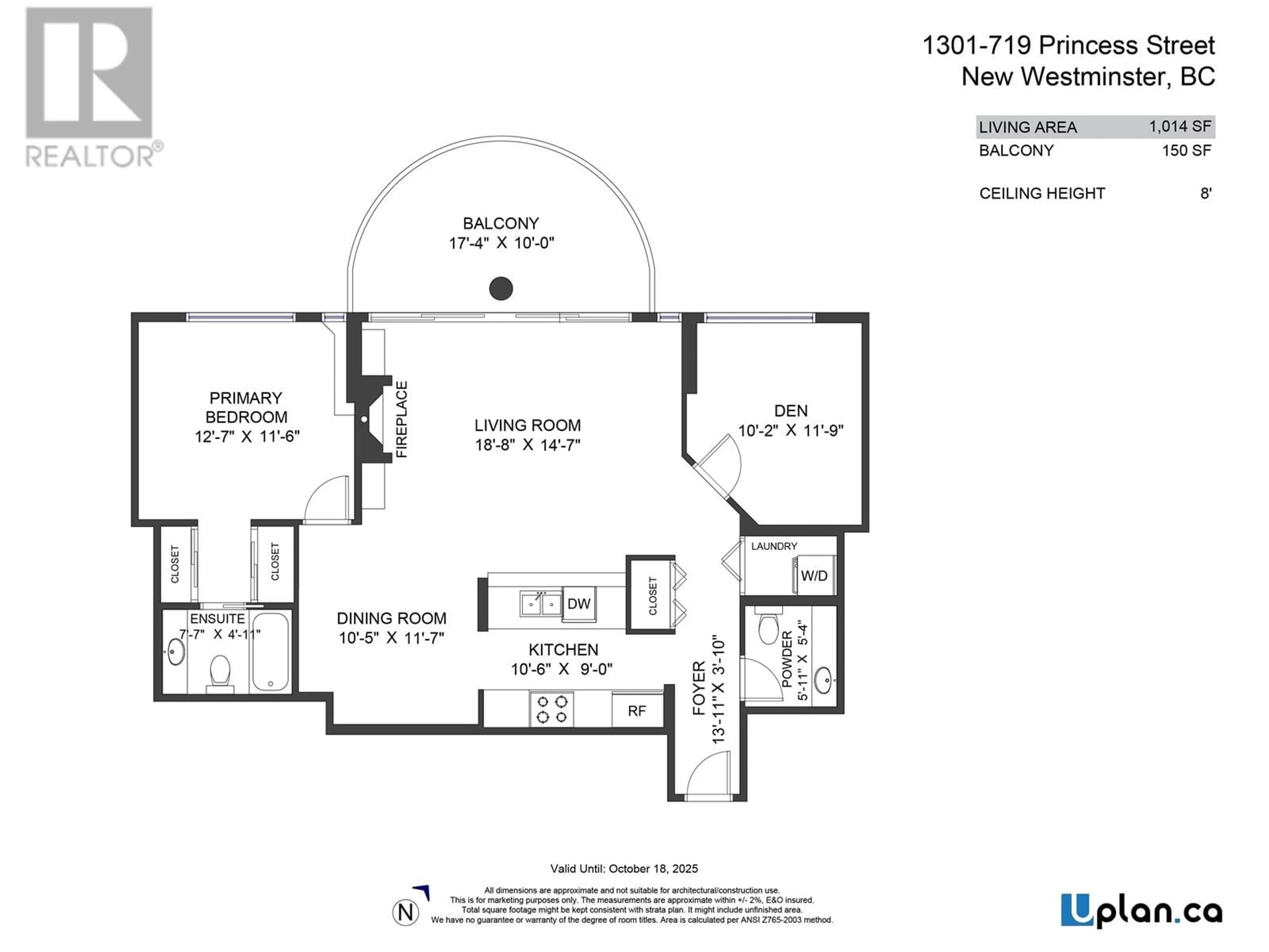 Floor plan for 1301 719 PRINCESS STREET, New Westminster British Columbia V3M6T9