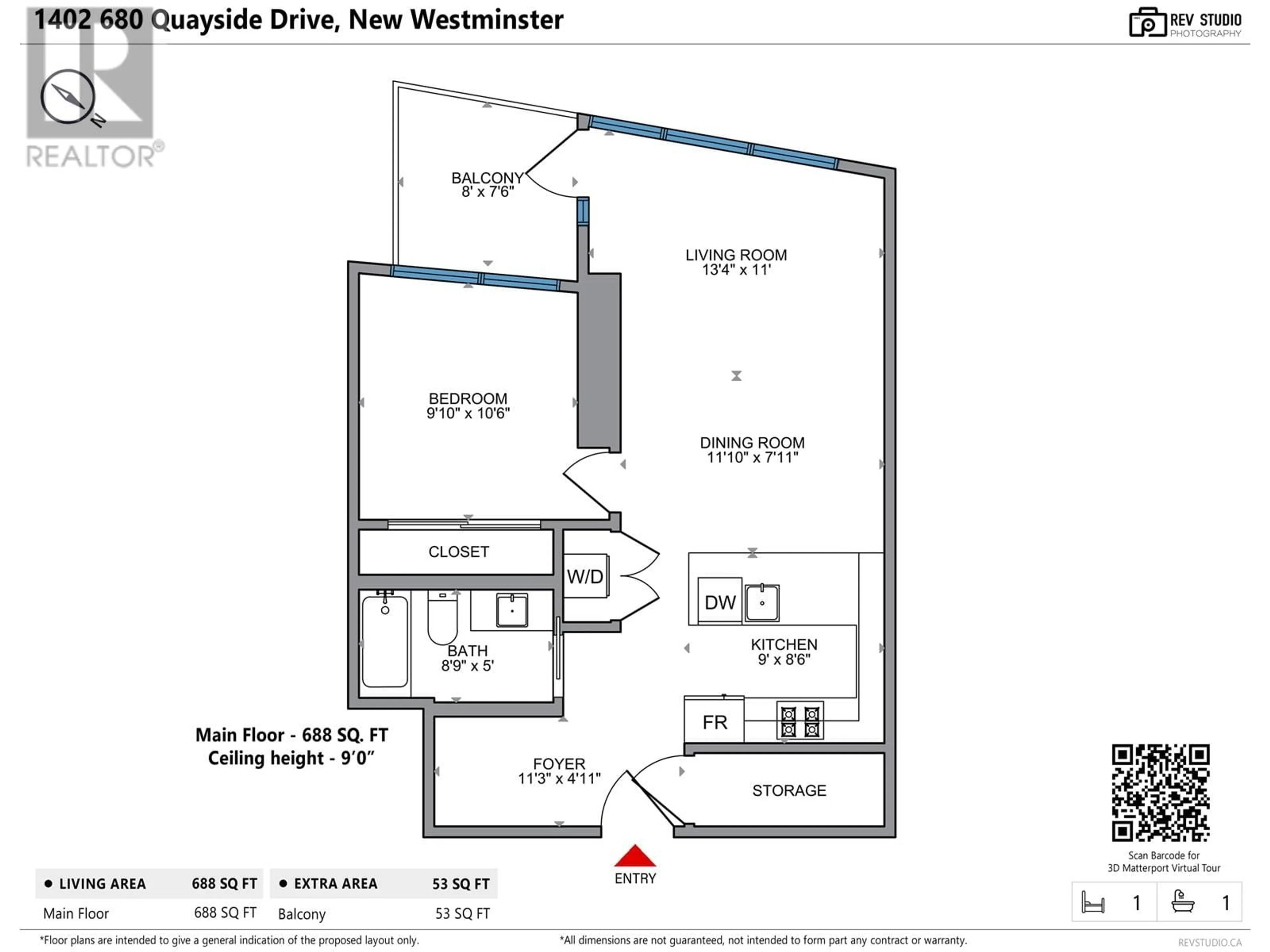 Floor plan for 1402 680 QUAYSIDE DRIVE, New Westminster British Columbia V3M0P2