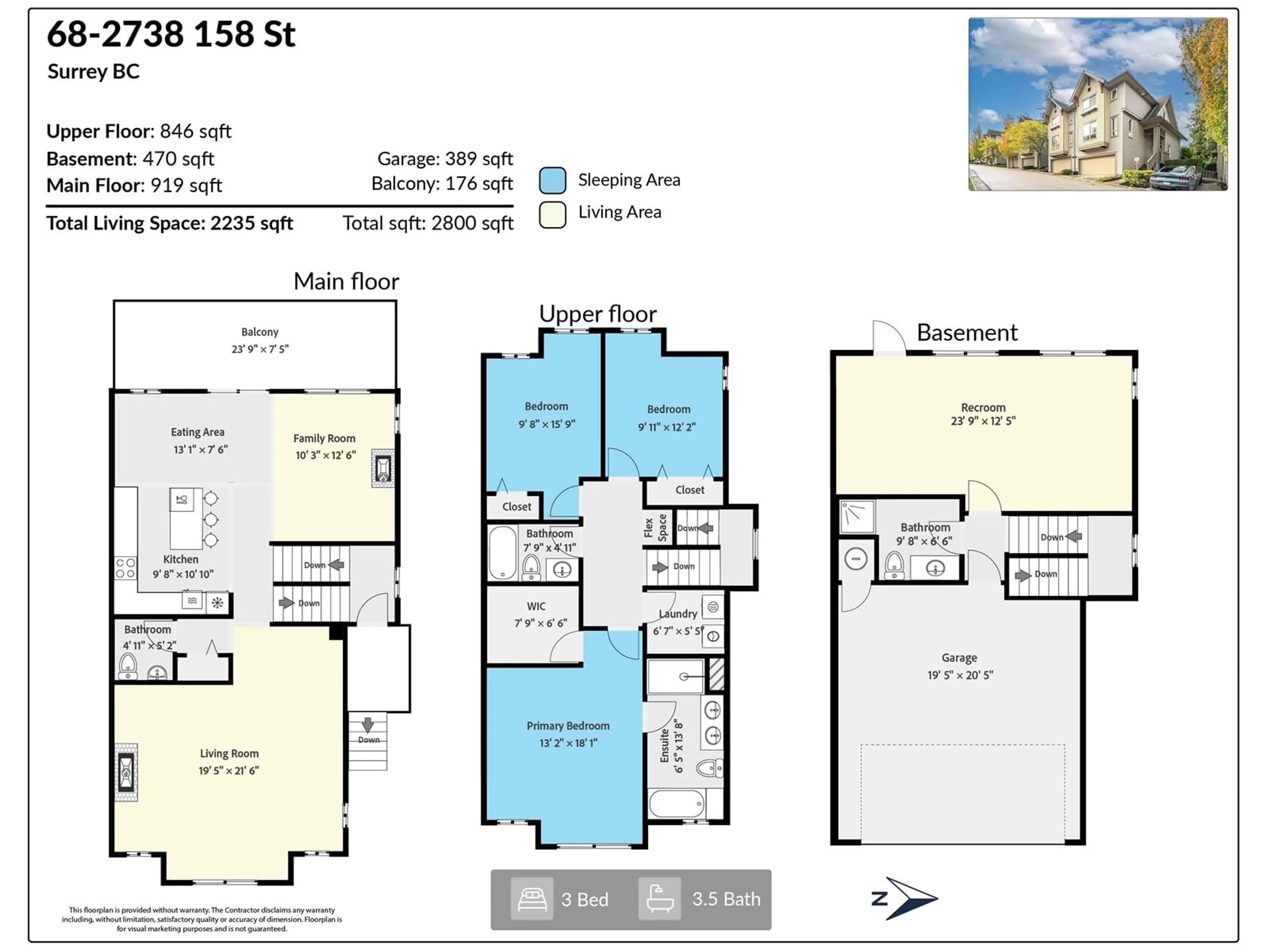 Floor plan for 68 2738 158 STREET, Surrey British Columbia V3Z3K3