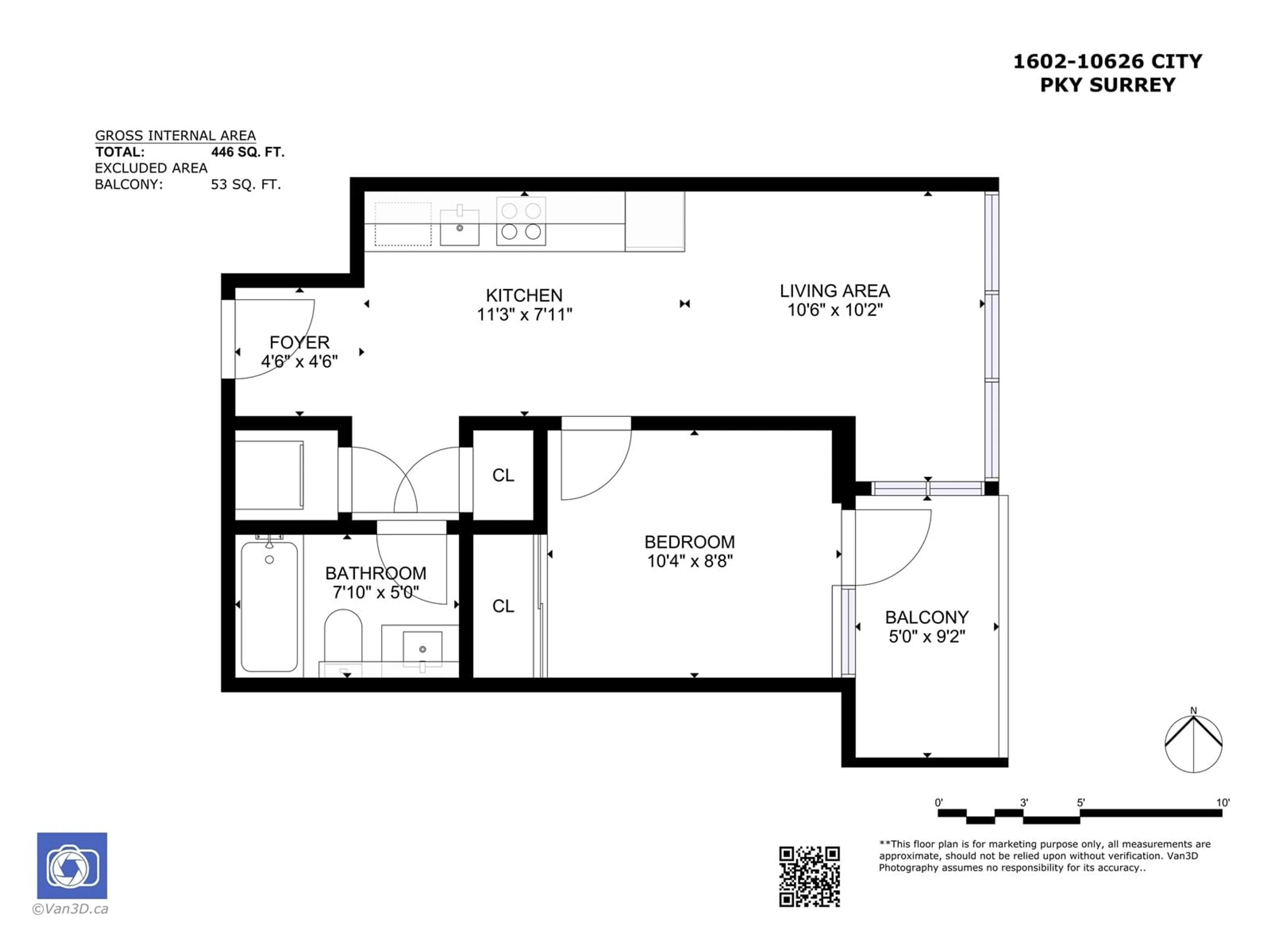 Floor plan for 1602 10626 CITY PARKWAY, Surrey British Columbia V3T0S3