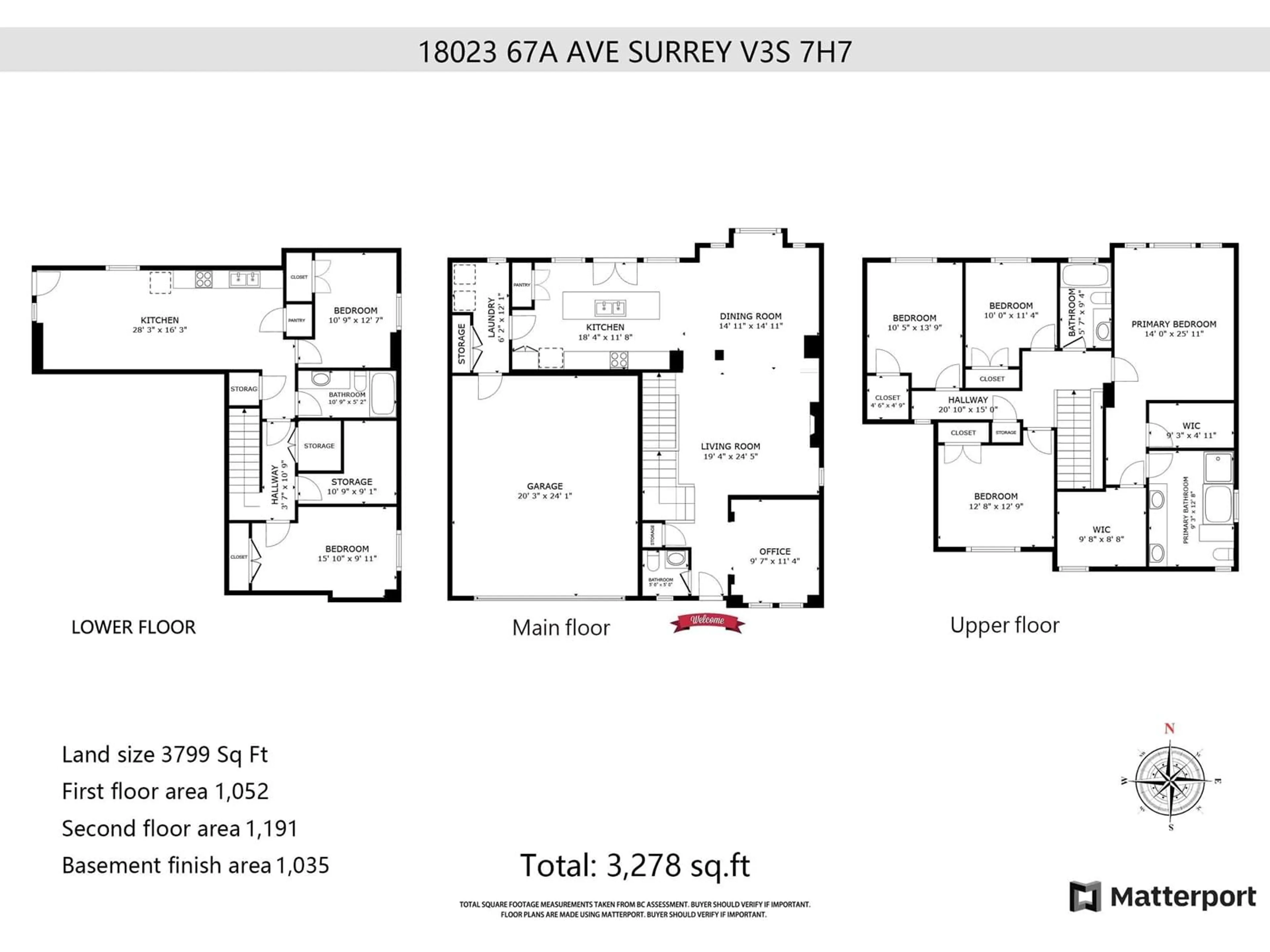 Floor plan for 18023 67A AVENUE, Surrey British Columbia V3S7H7