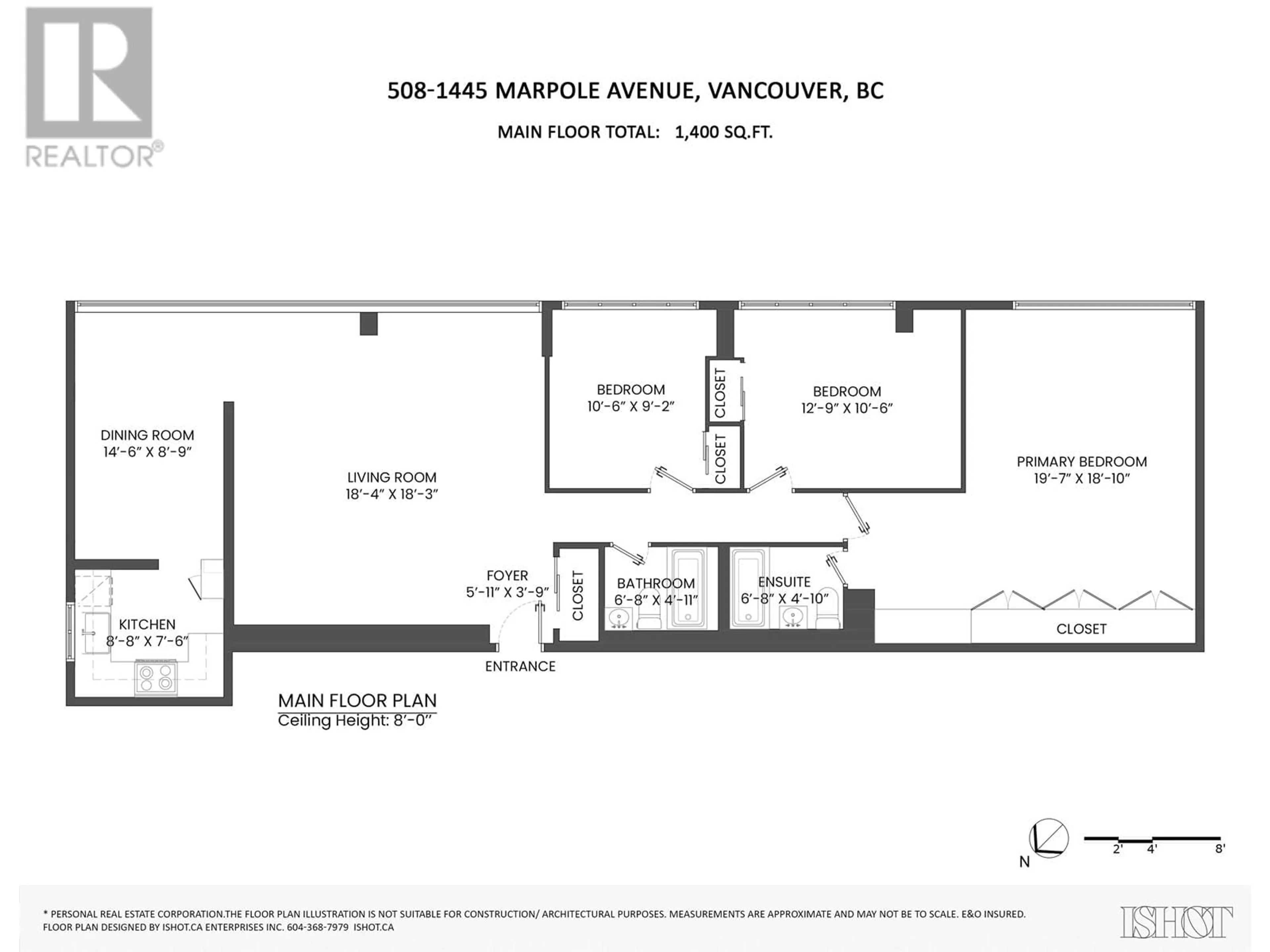 Floor plan for 508 1445 MARPOLE AVENUE, Vancouver British Columbia V6H1S5