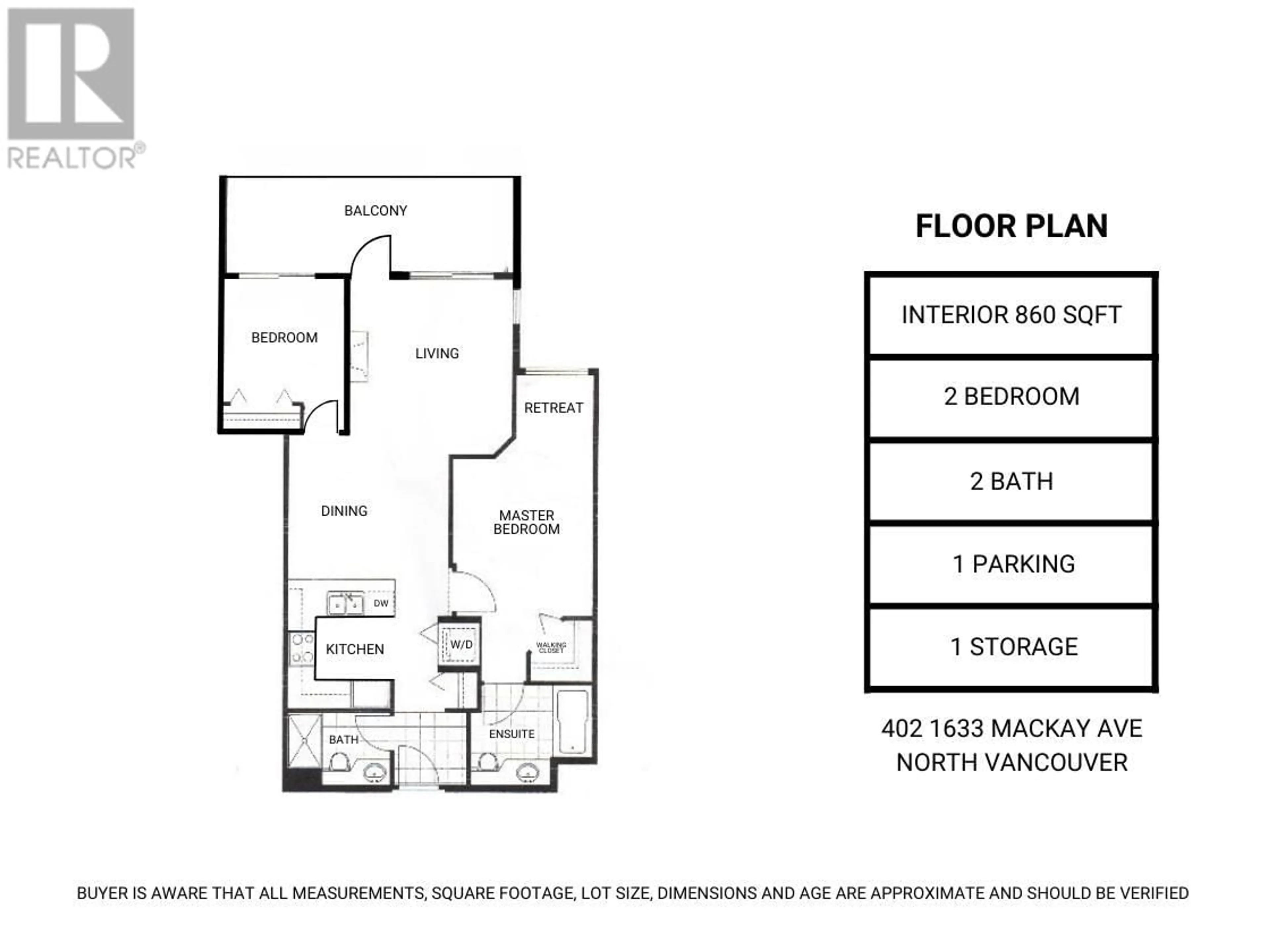 Floor plan for 402 1633 MACKAY AVENUE, North Vancouver British Columbia V7P0A2