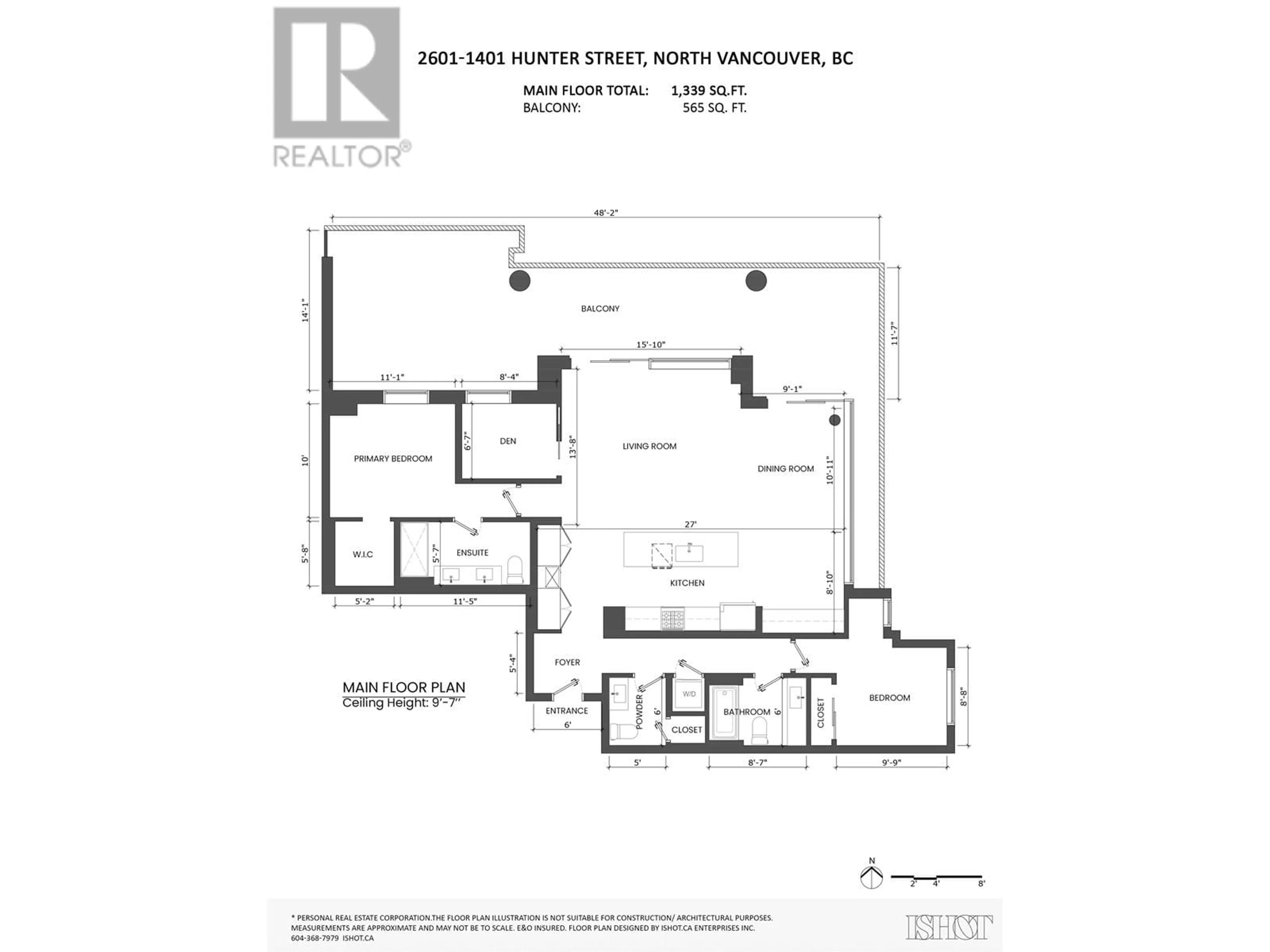 Floor plan for 2601 1401 HUNTER STREET, North Vancouver British Columbia V7J0E2