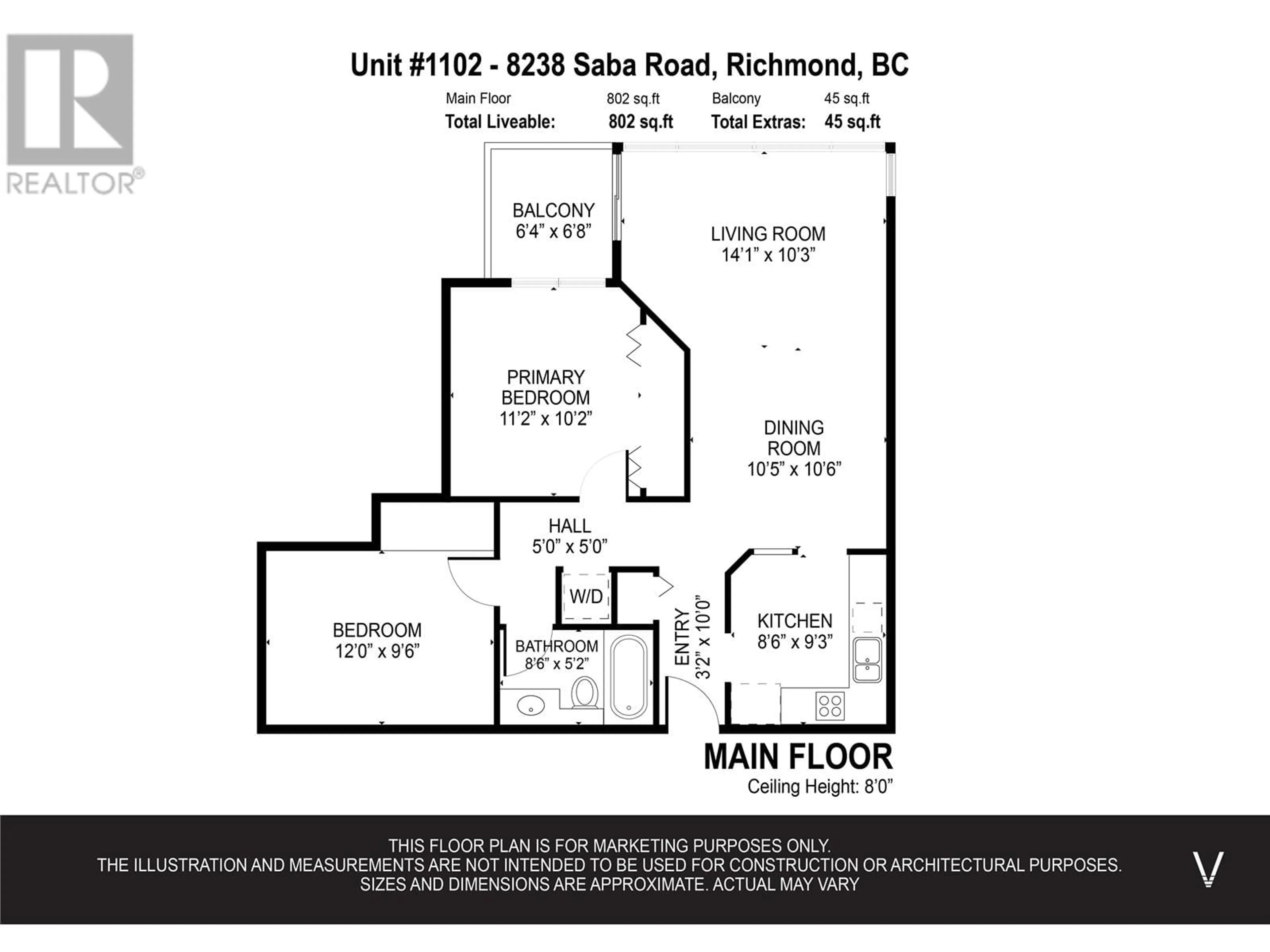 Floor plan for 1102 8238 SABA ROAD, Richmond British Columbia V6Y4C7