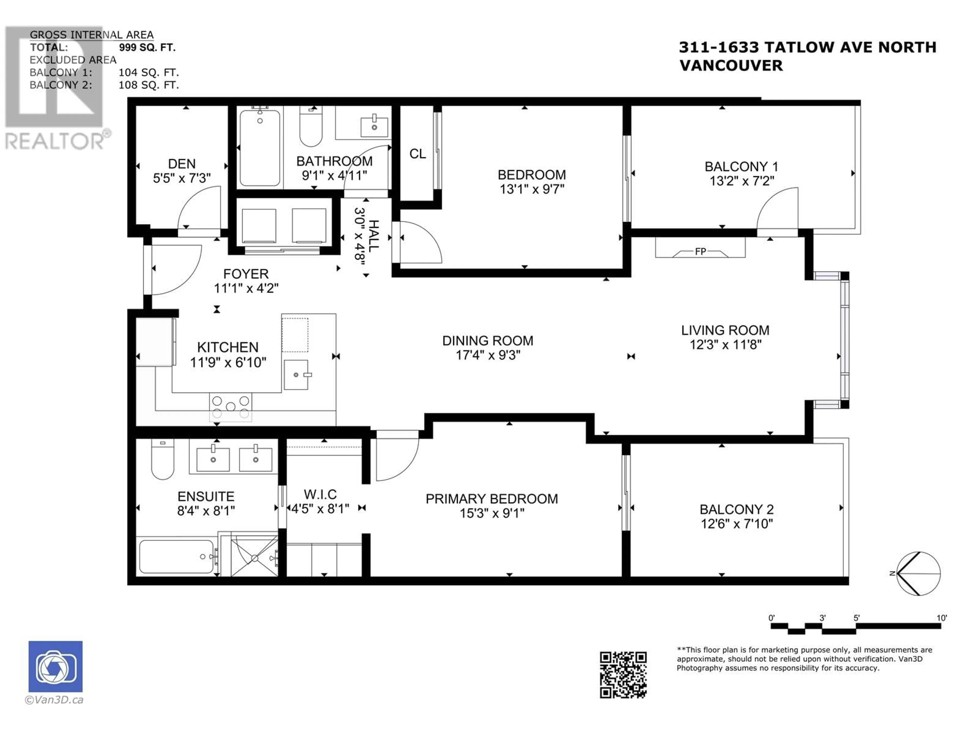 Floor plan for 311 1633 TATLOW AVENUE, North Vancouver British Columbia V7P2Z8