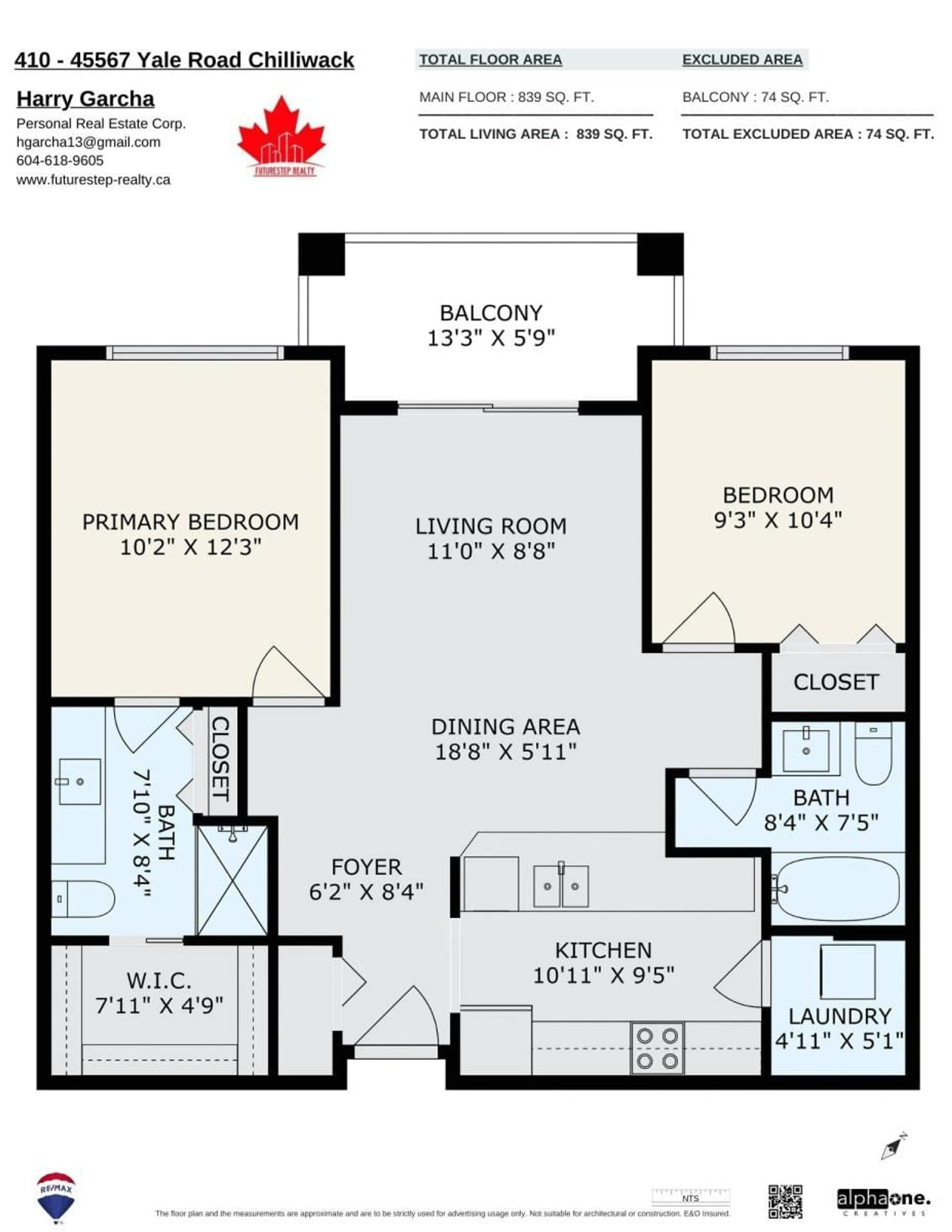 Floor plan for 410 45567 YALE ROAD, Chilliwack British Columbia V2P0B2