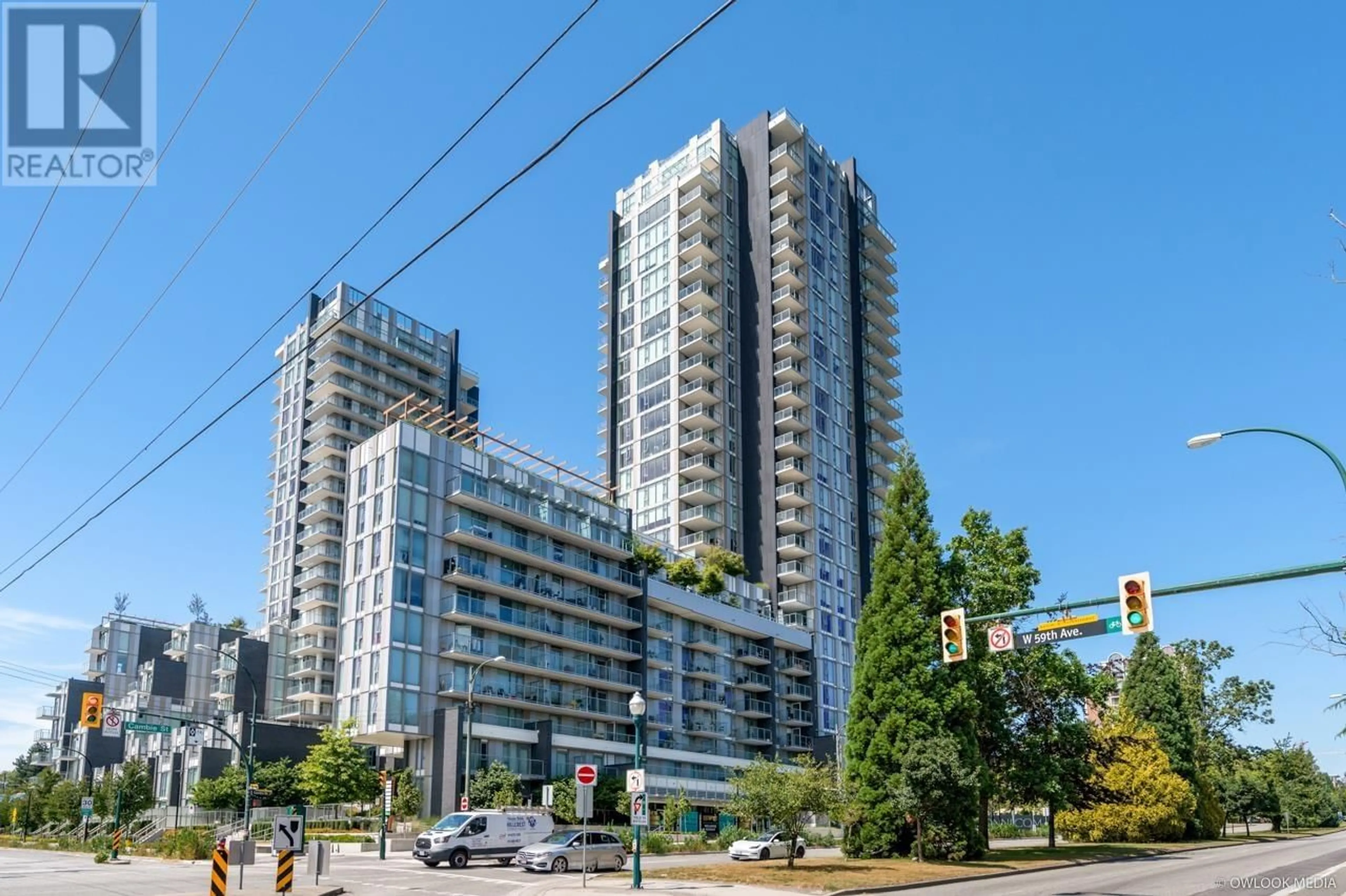 A pic from exterior of the house or condo, the front or back of building for 1505 7433 CAMBIE STREET, Vancouver British Columbia V6P0J8