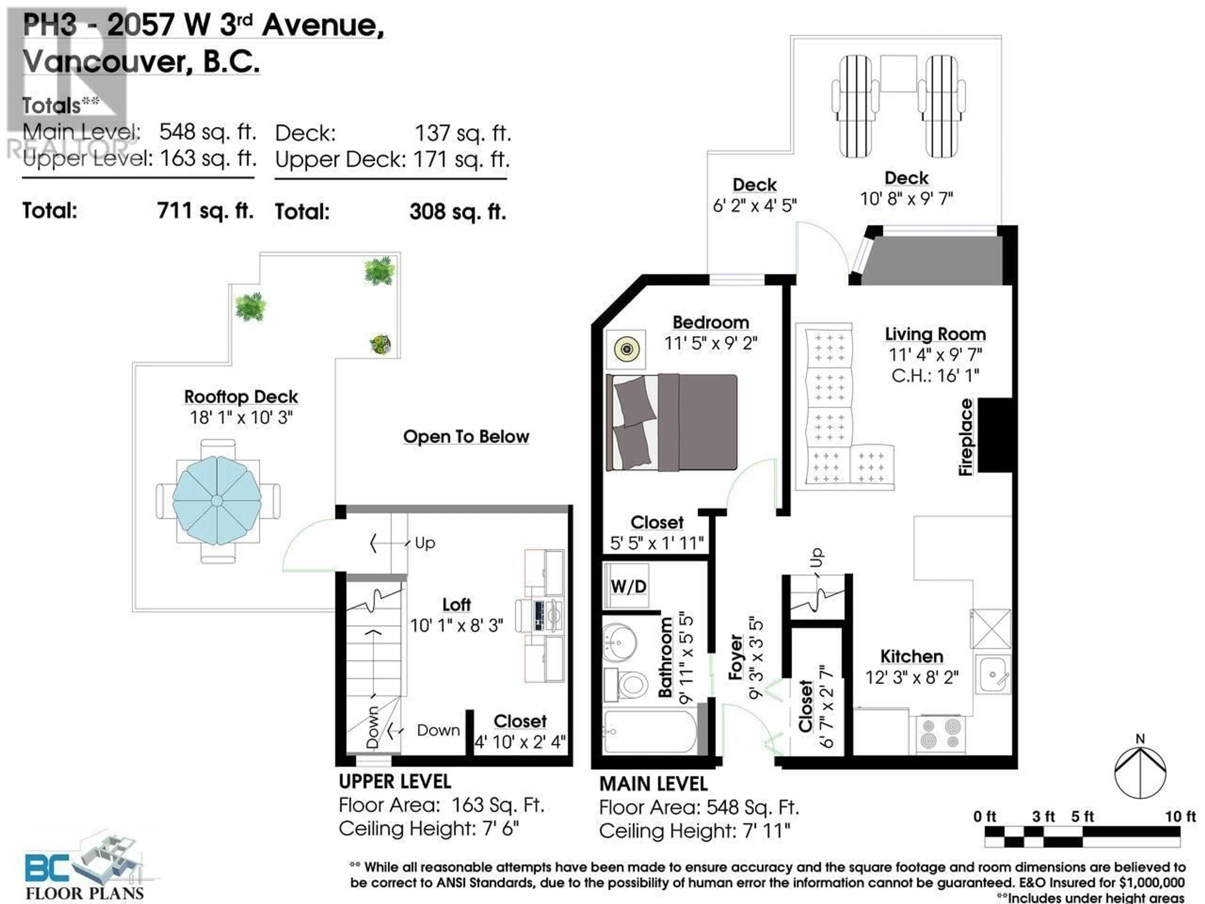 Floor plan for PH 3 2057 W 3RD AVENUE, Vancouver British Columbia V6J1L5