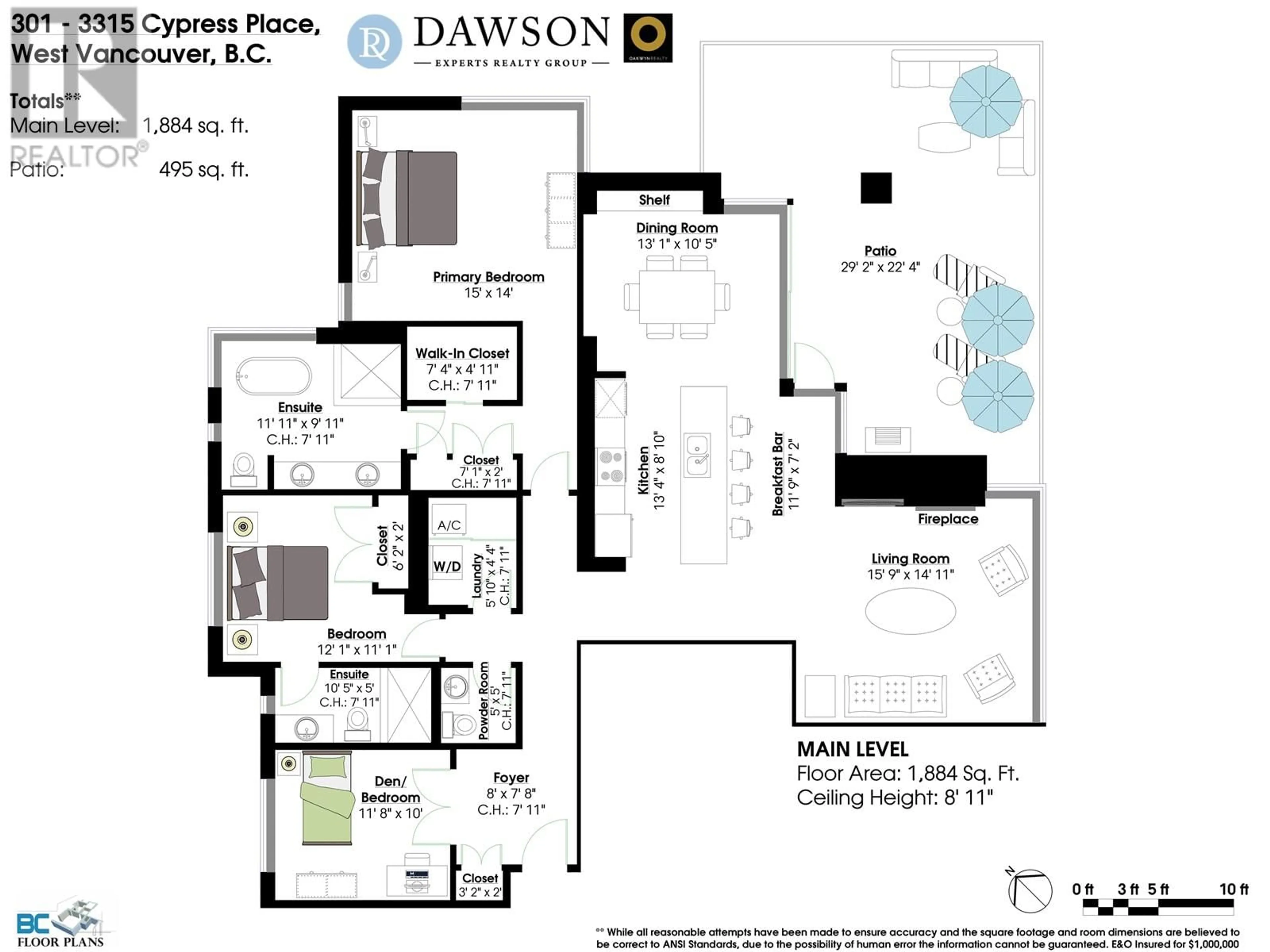 Floor plan for 301 3315 CYPRESS PLACE, West Vancouver British Columbia V7S3J7