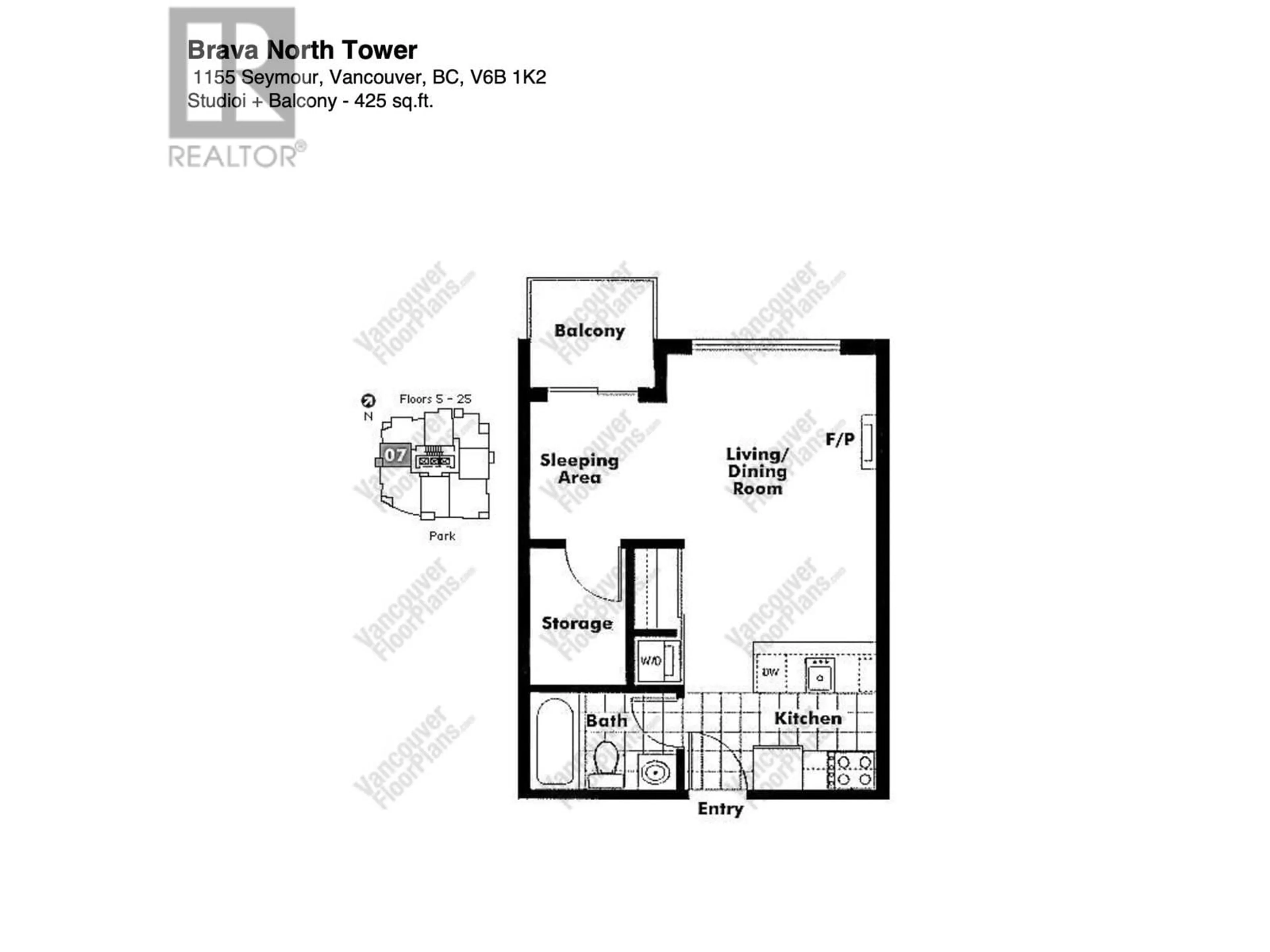 Floor plan for 2407 1155 SEYMOUR STREET, Vancouver British Columbia V6B3M7