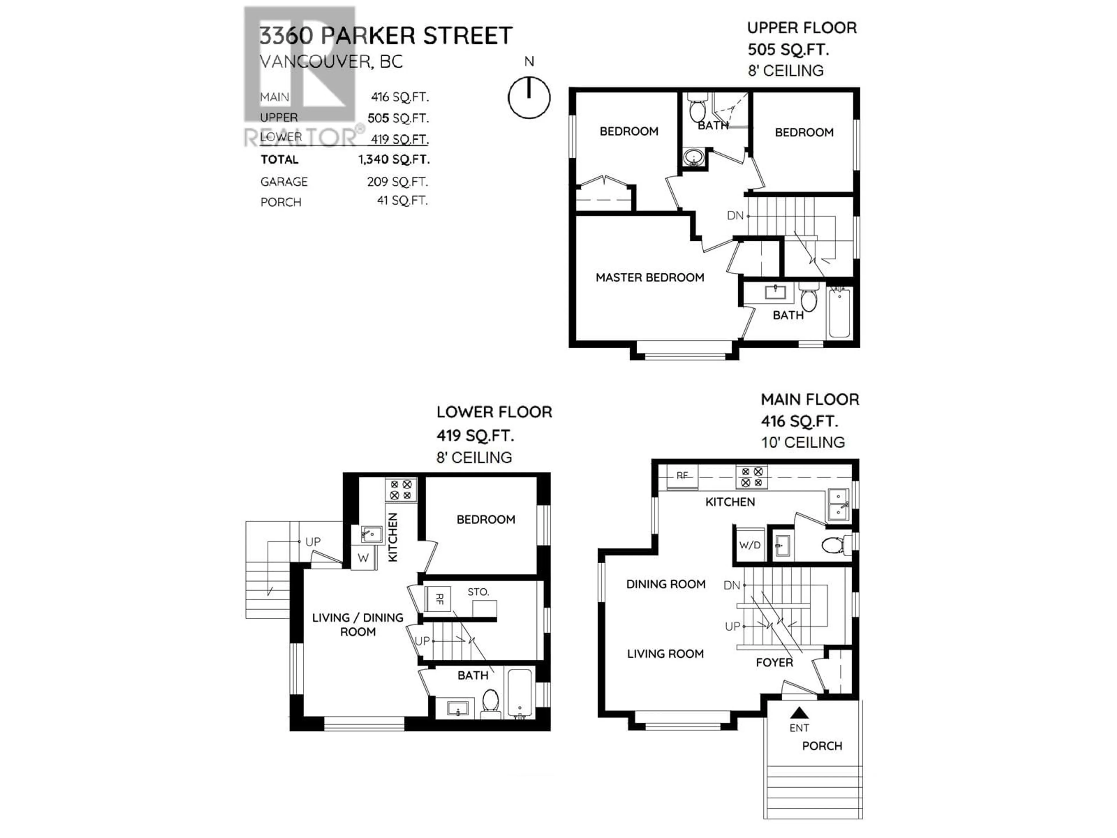 Floor plan for 3360 PARKER STREET, Vancouver British Columbia V5K2V9