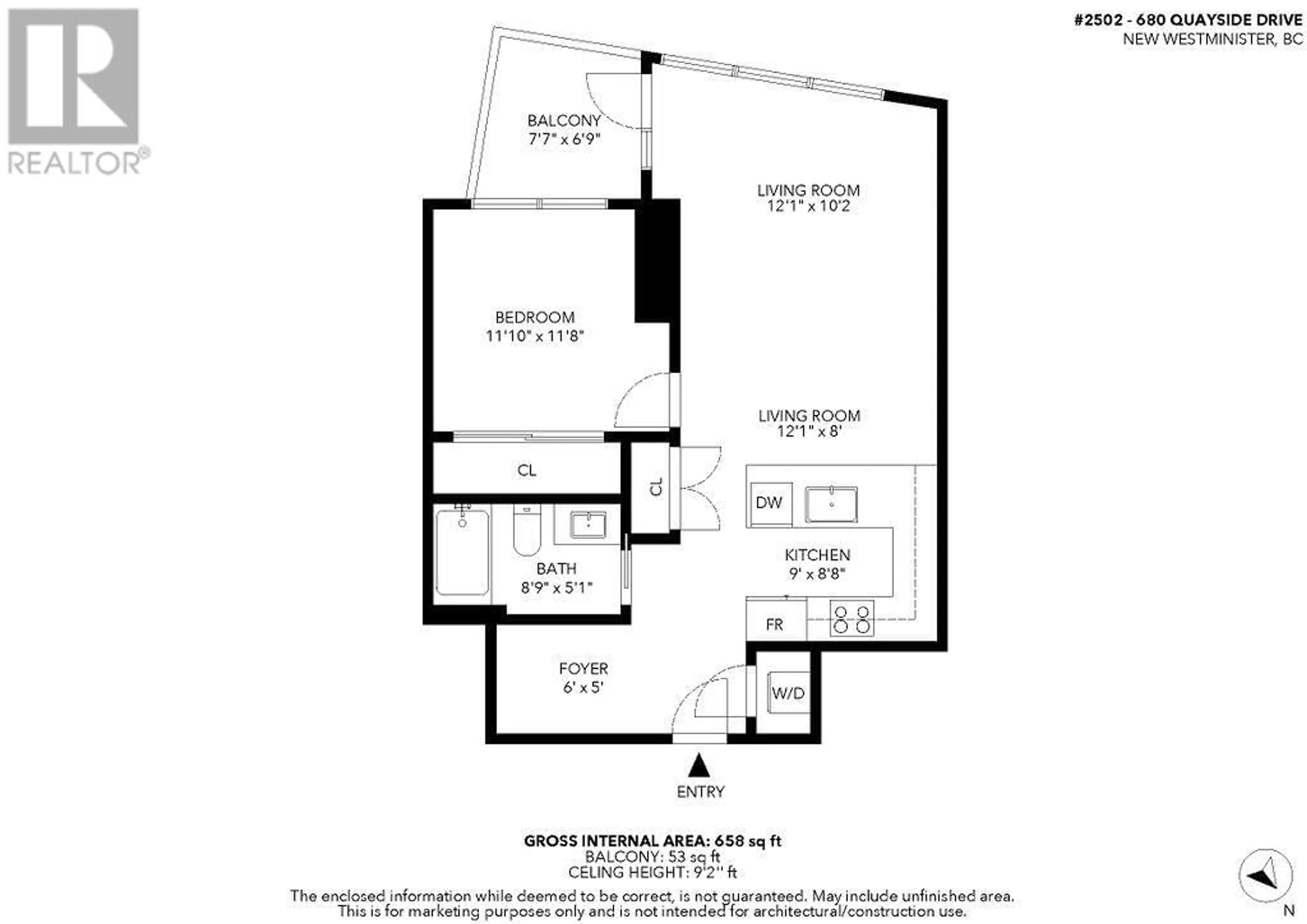 Floor plan for 2502 680 QUAYSIDE DRIVE, New Westminster British Columbia V3M0P2