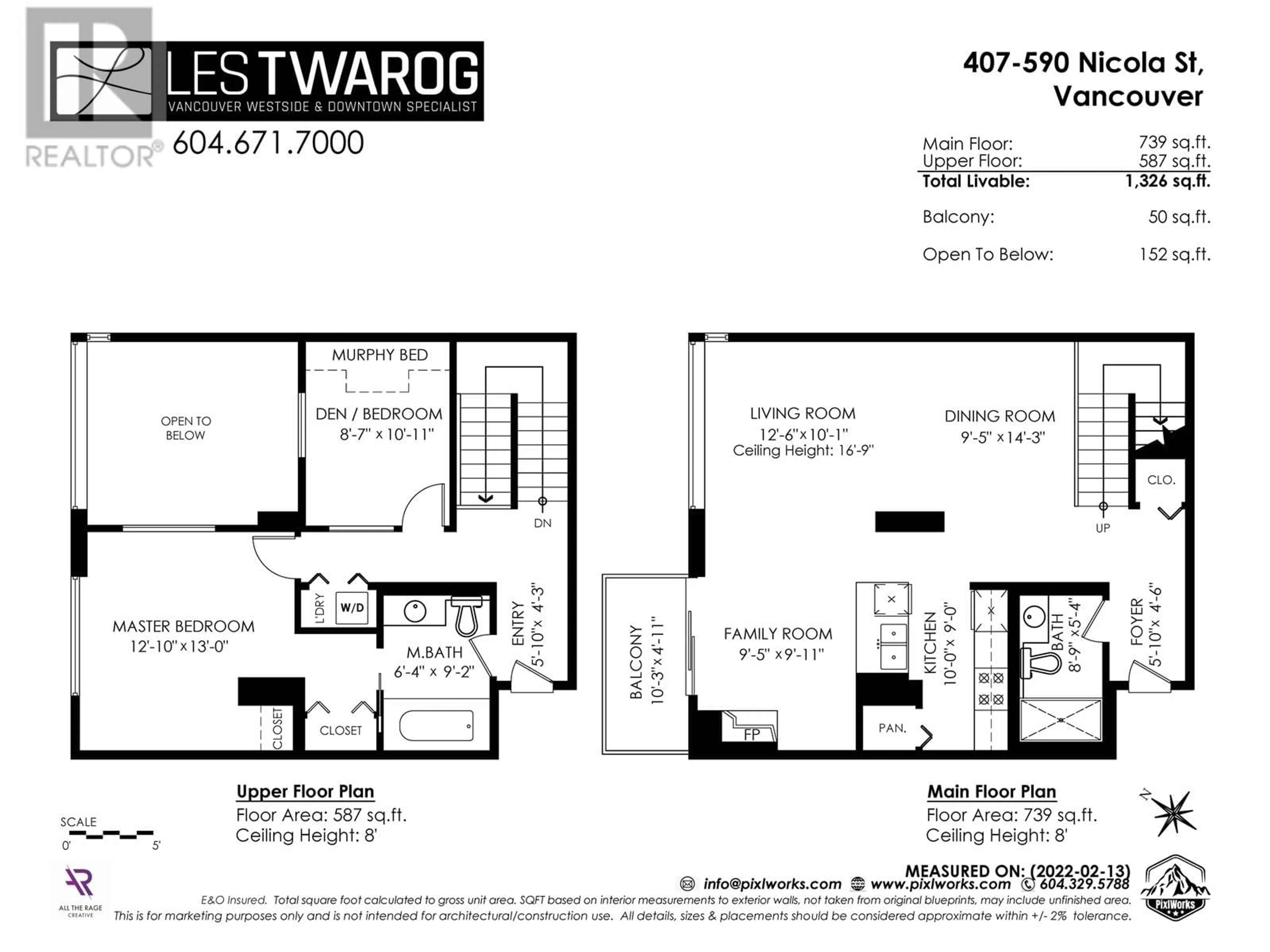 Floor plan for 407 590 NICOLA STREET, Vancouver British Columbia V6G3J7