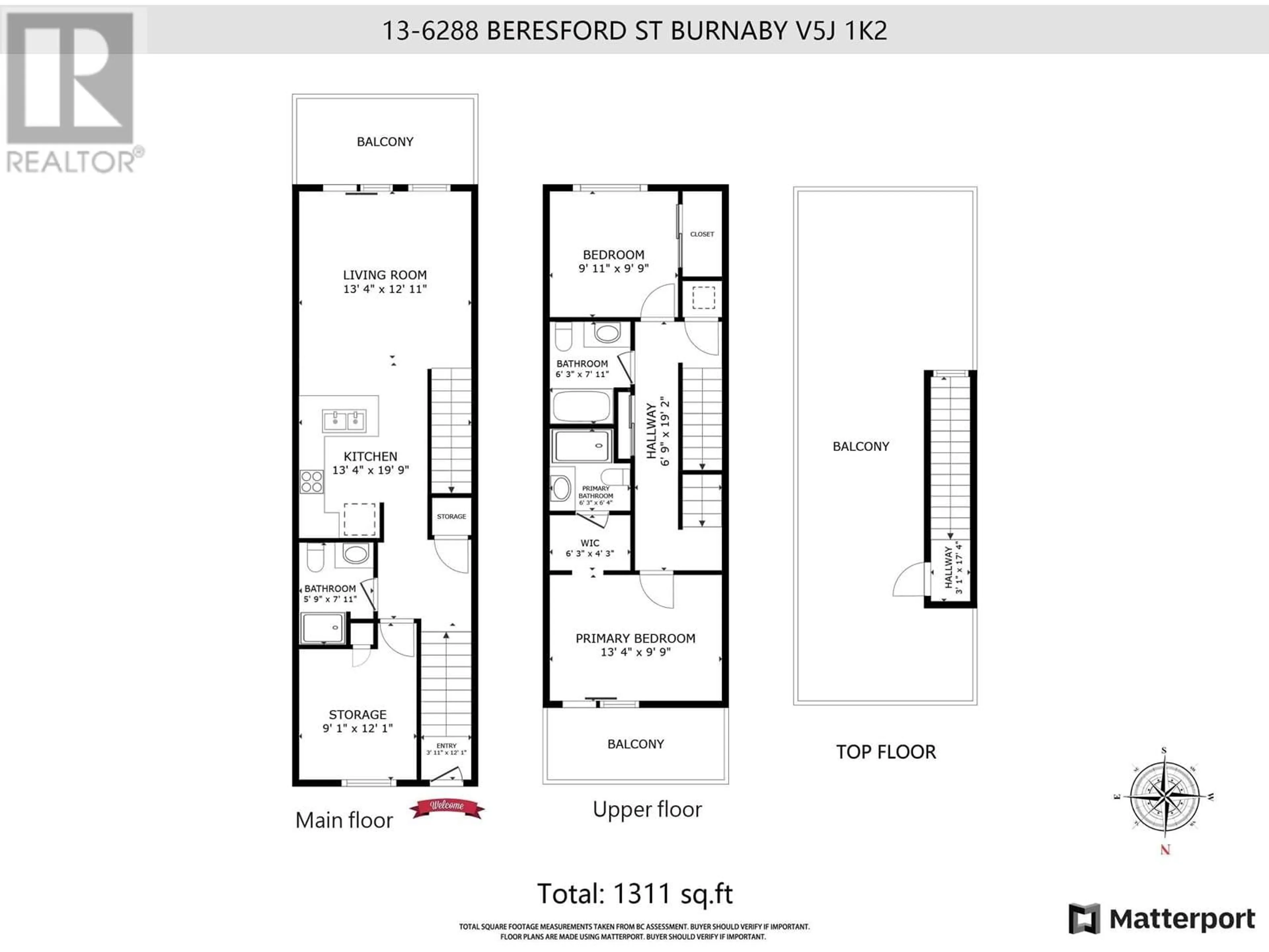 Floor plan for 13 6288 BERESFORD STREET, Burnaby British Columbia V5J1K2