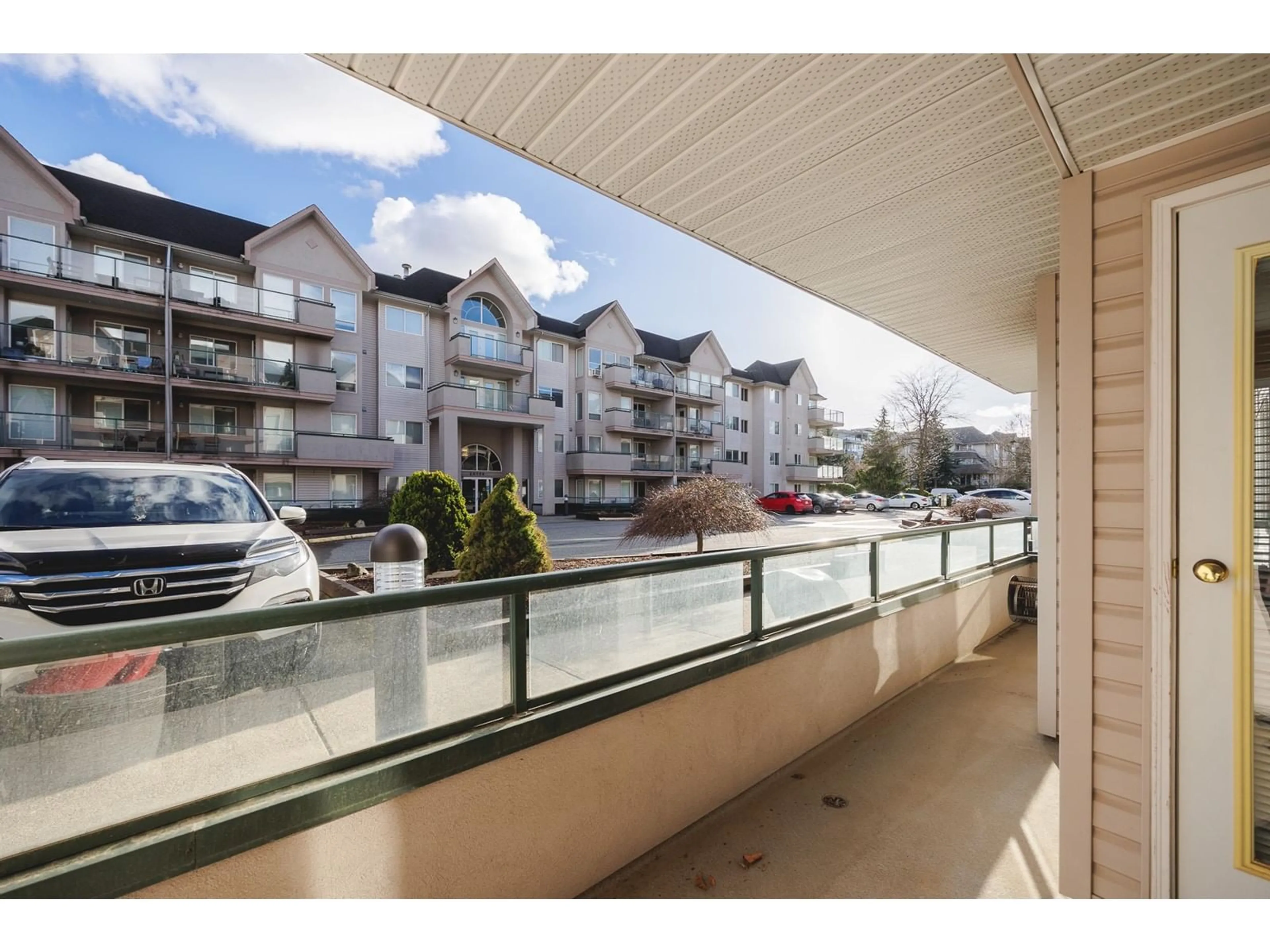 Balcony in the apartment, the street view for 115 33738 KING ROAD, Abbotsford British Columbia V2S8J5