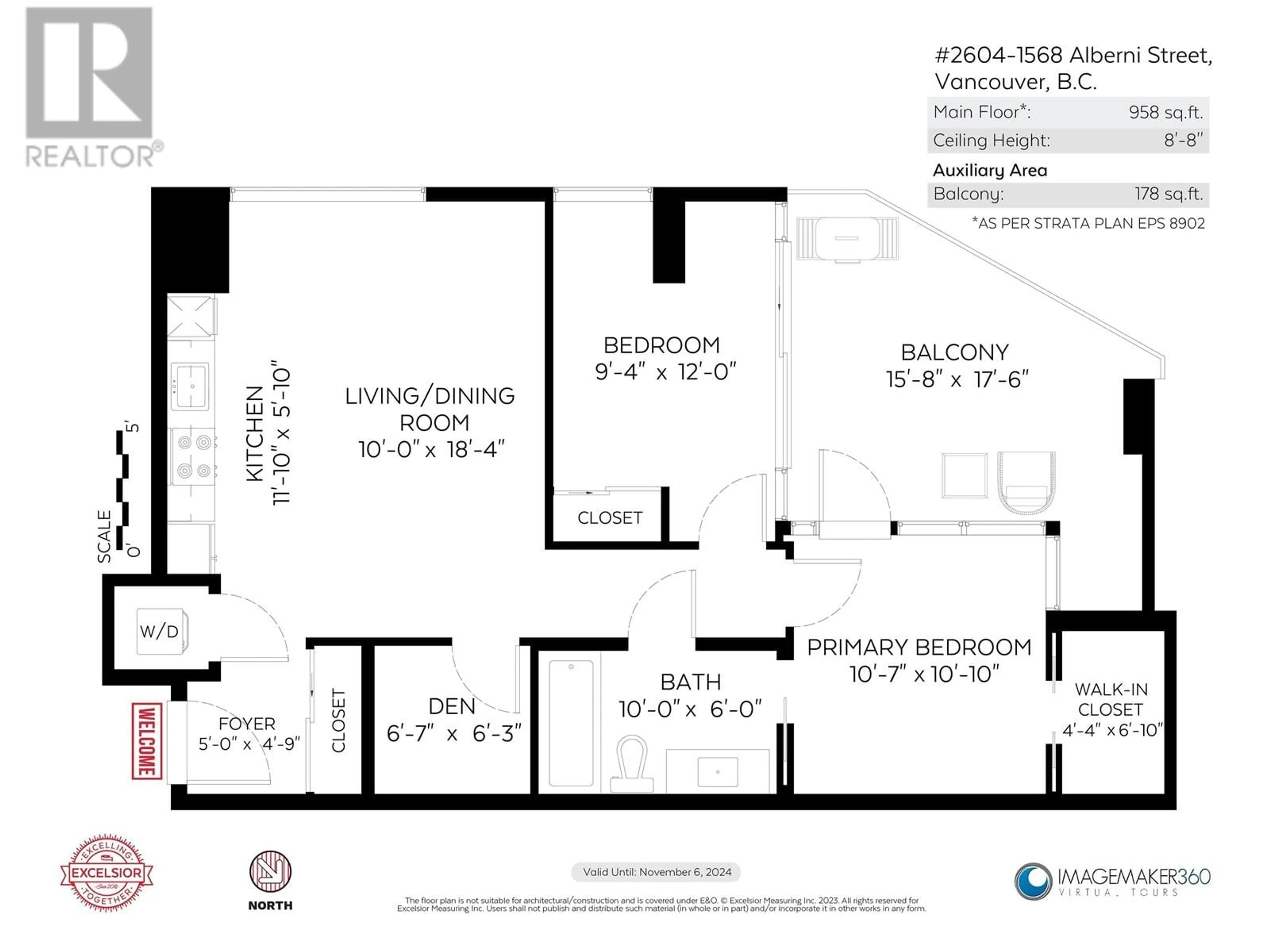 Floor plan for 2604 1568 ALBERNI STREET, Vancouver British Columbia V6G0E3