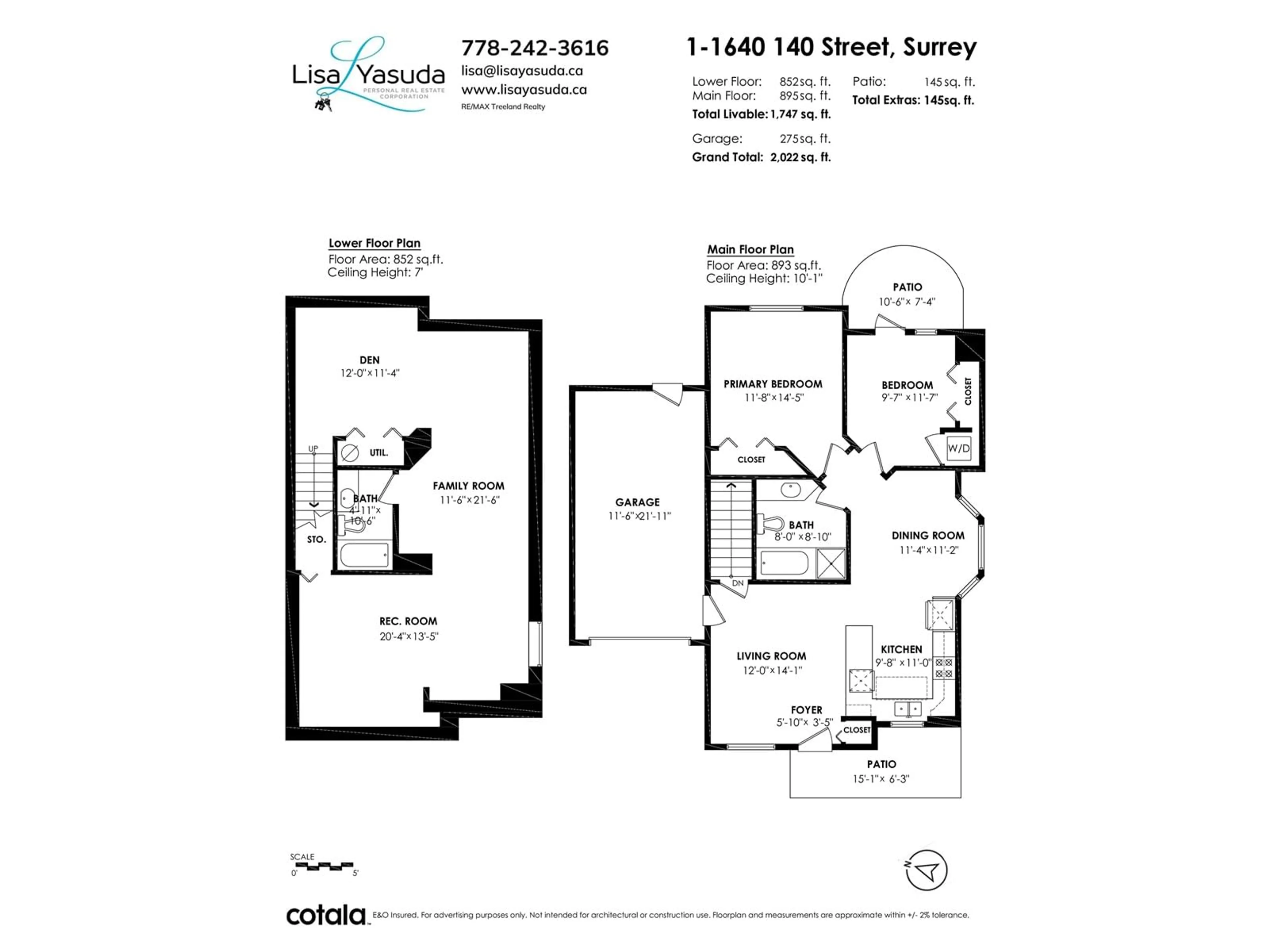 Floor plan for 1 1640 140 STREET, White Rock British Columbia V4A4G9