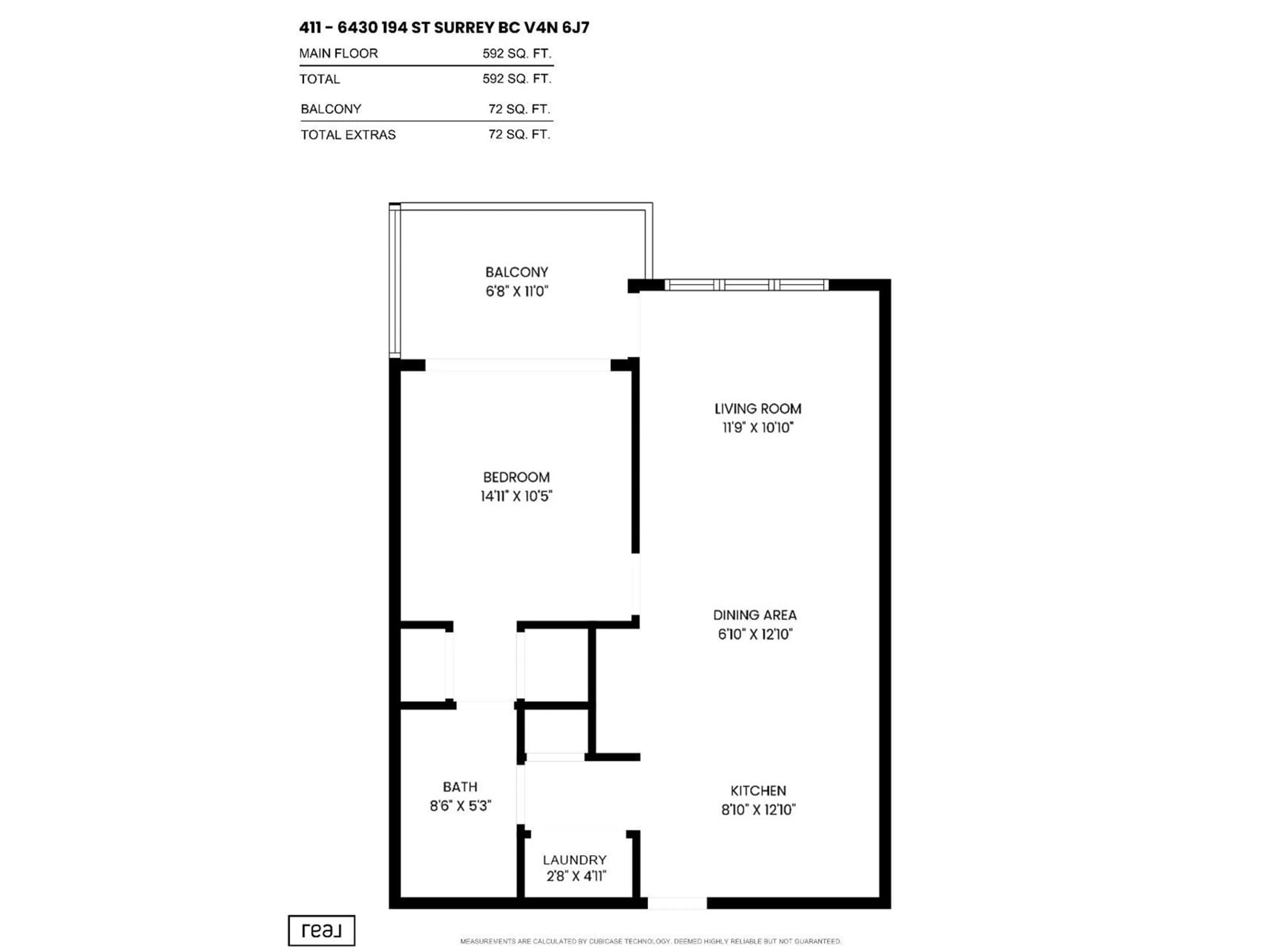 Floor plan for 411 6430 194 STREET, Surrey British Columbia V4N6J7