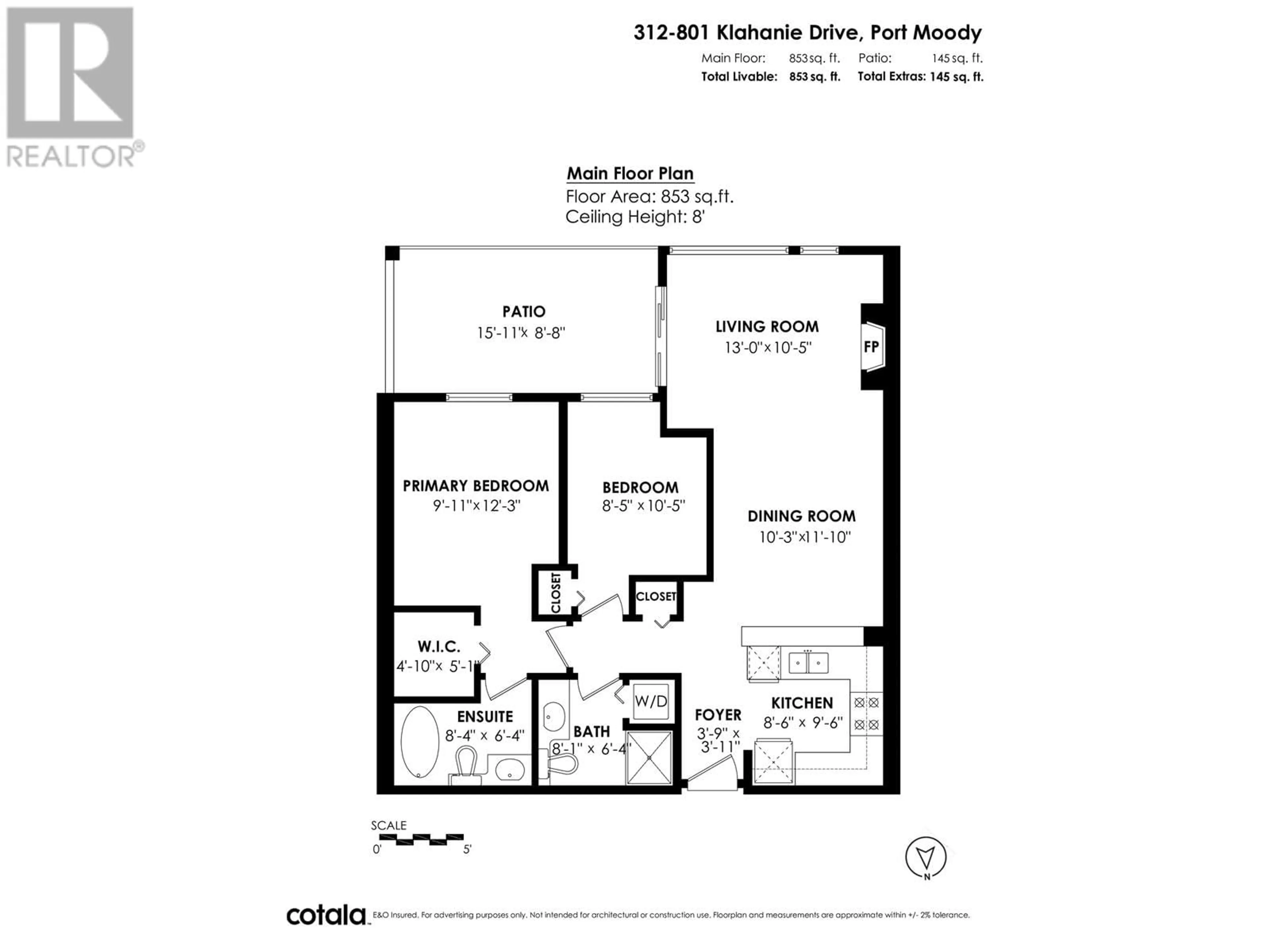 Floor plan for 312 801 KLAHANIE DRIVE, Port Moody British Columbia V3H5K4