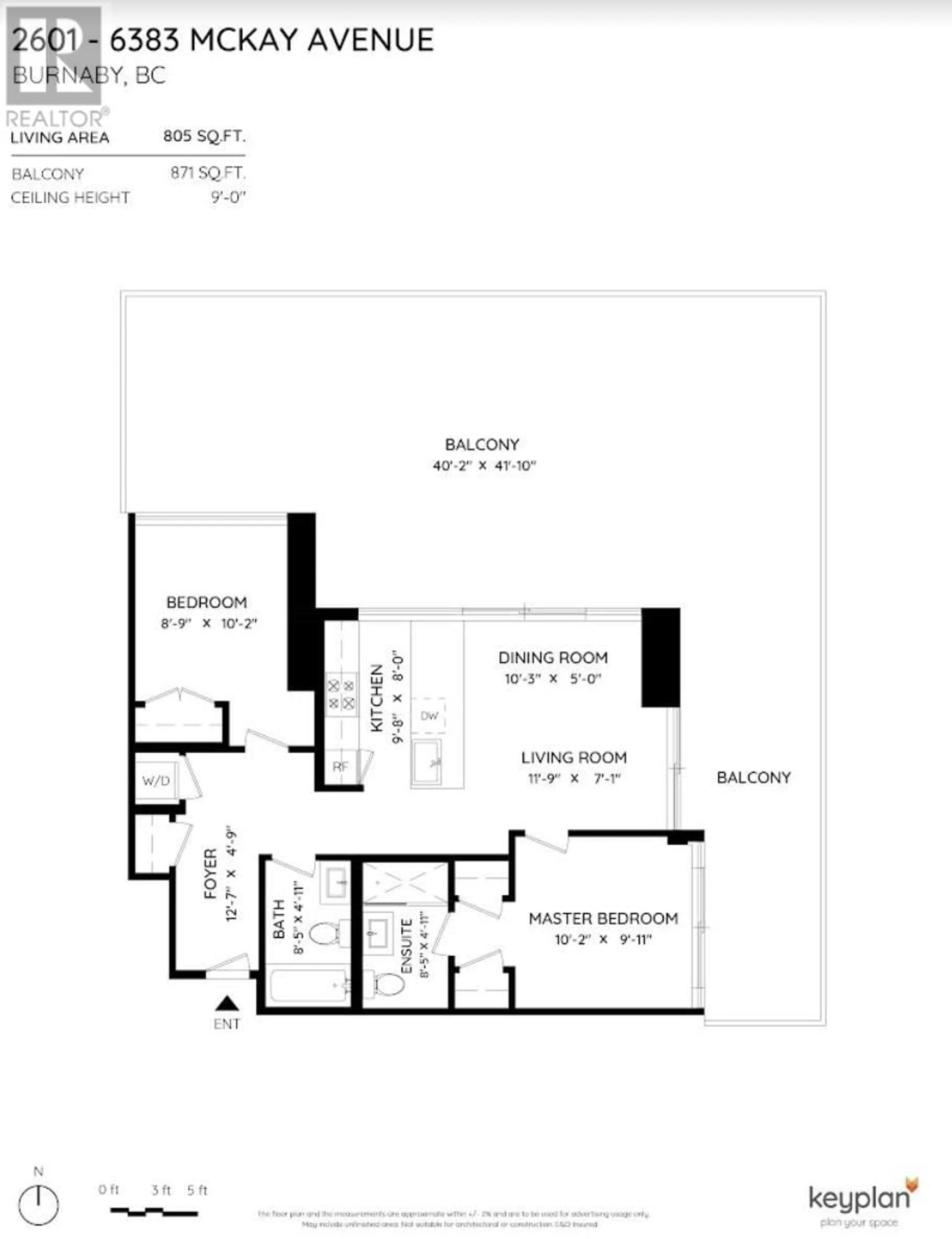 Floor plan for 2601 6383 MCKAY AVENUE, Burnaby British Columbia V5H0H8