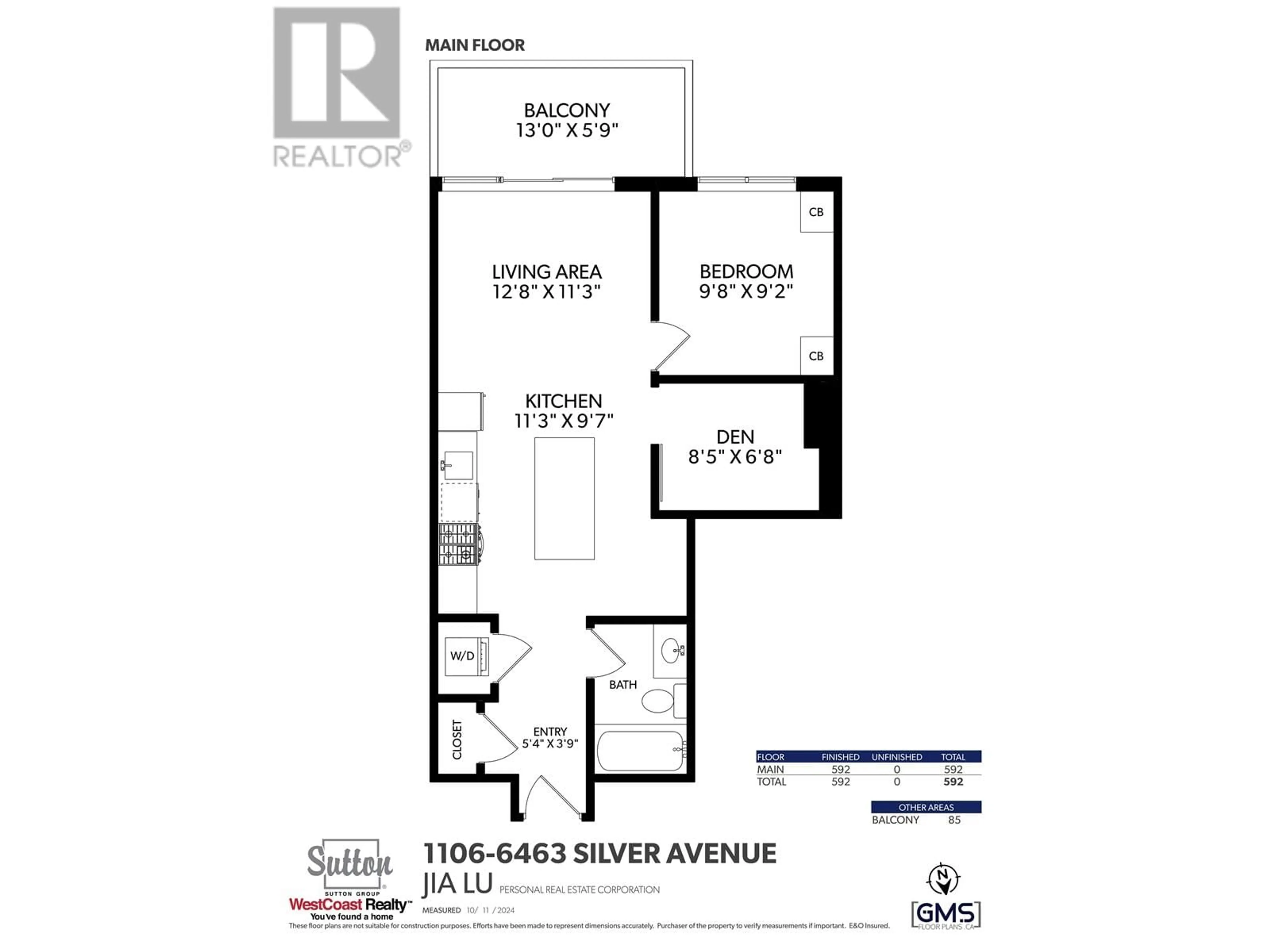 Floor plan for 1106 - 6463 SILVER AVENUE, Burnaby British Columbia V5H0K4