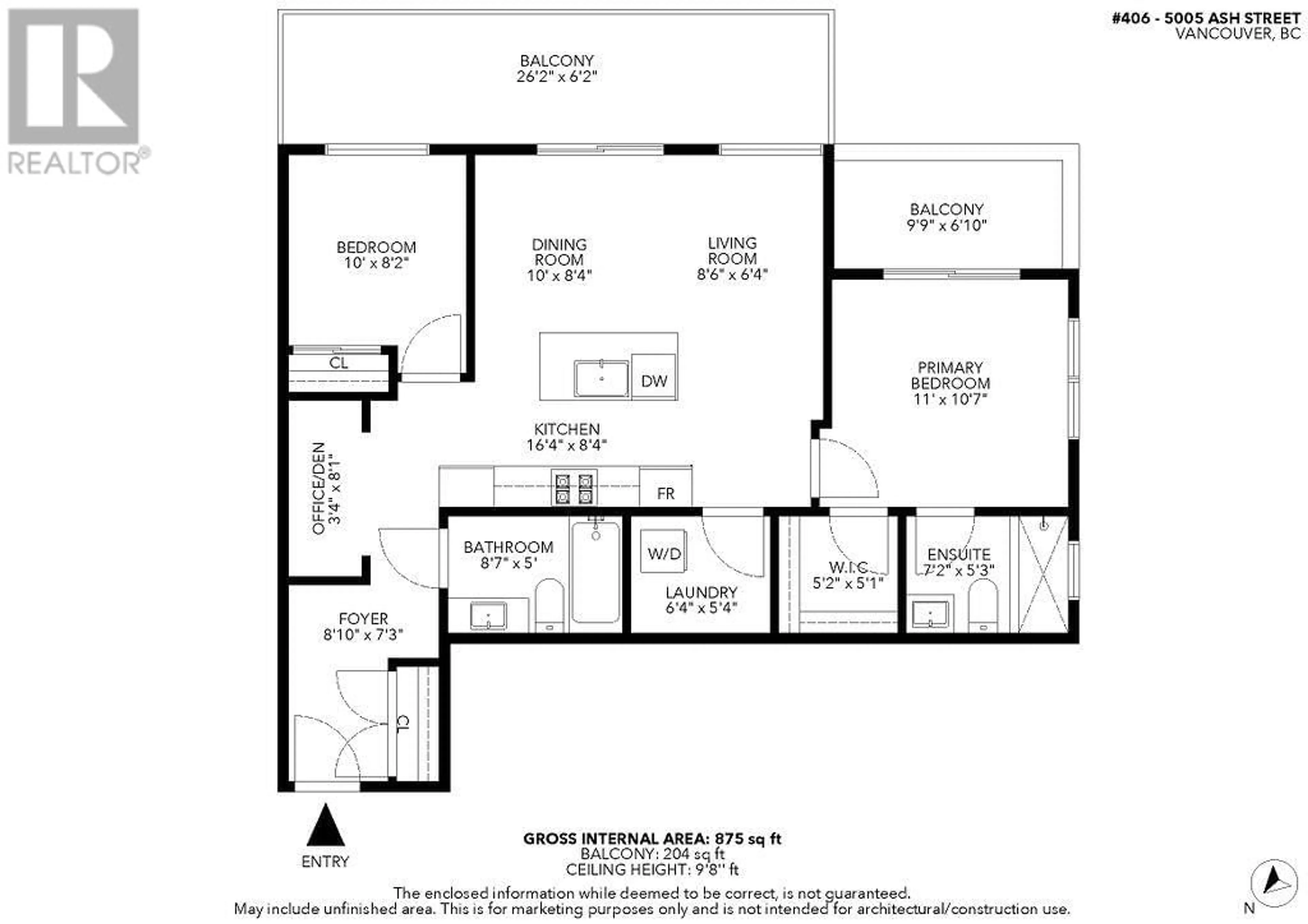 Floor plan for N406 5005 ASH STREET, Vancouver British Columbia V5Z0K8