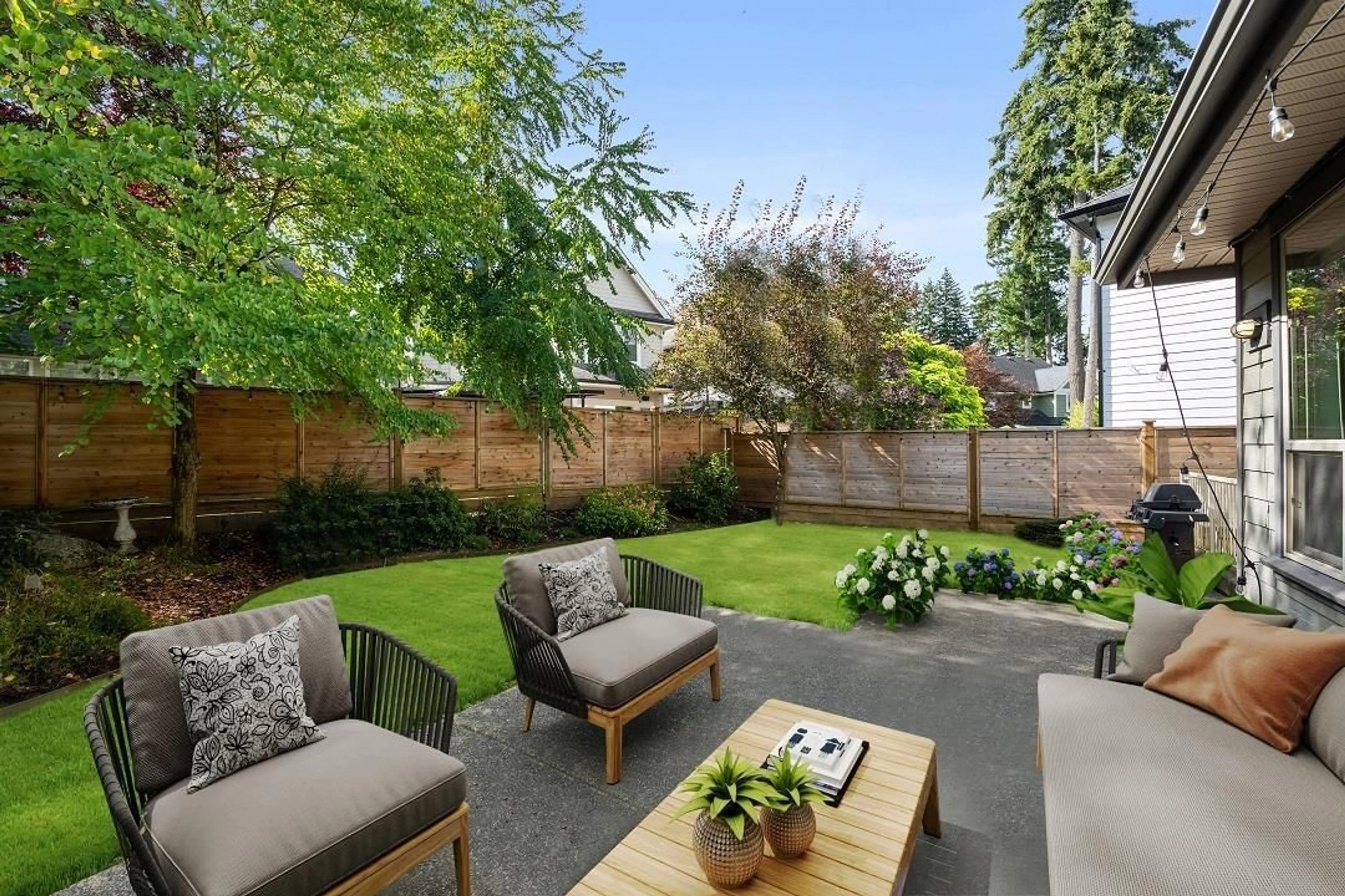 Patio, the fenced backyard for 14874 34A AVENUE, Surrey British Columbia V4P0B7