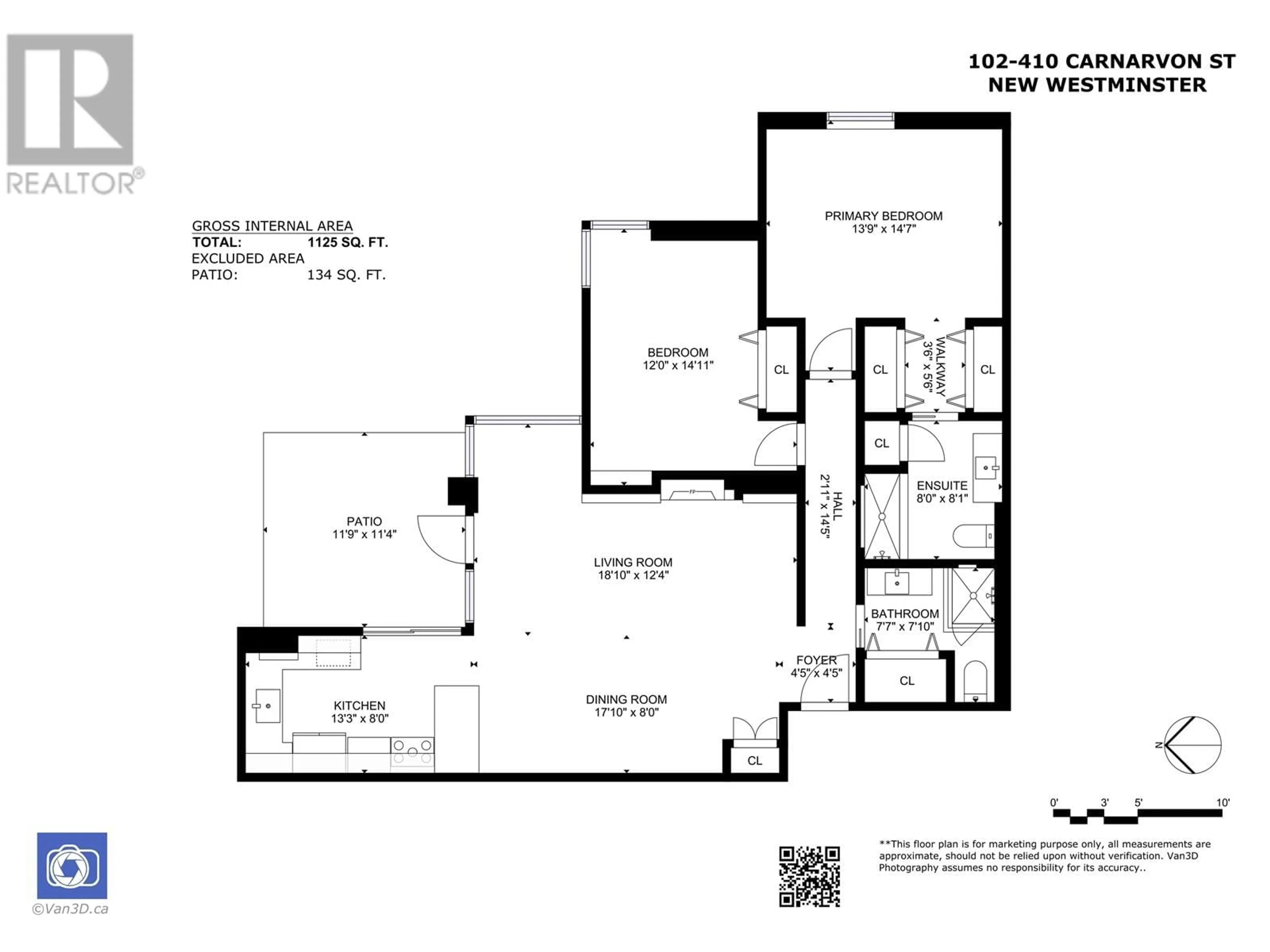 Floor plan for 102 410 CARNARVON STREET, New Westminster British Columbia V3L5N9