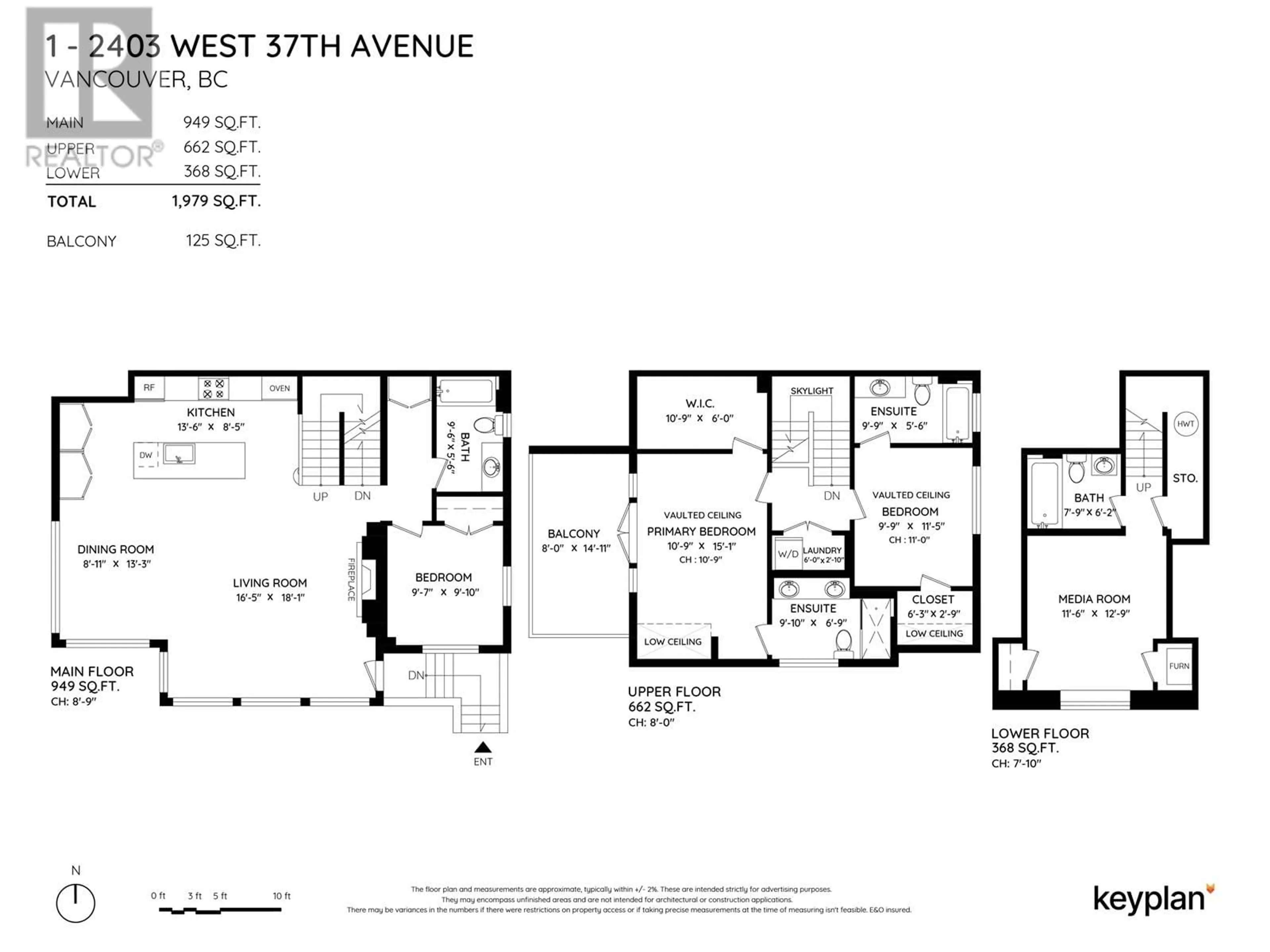 Floor plan for 1 2403 W 37TH AVENUE, Vancouver British Columbia V6M1P4