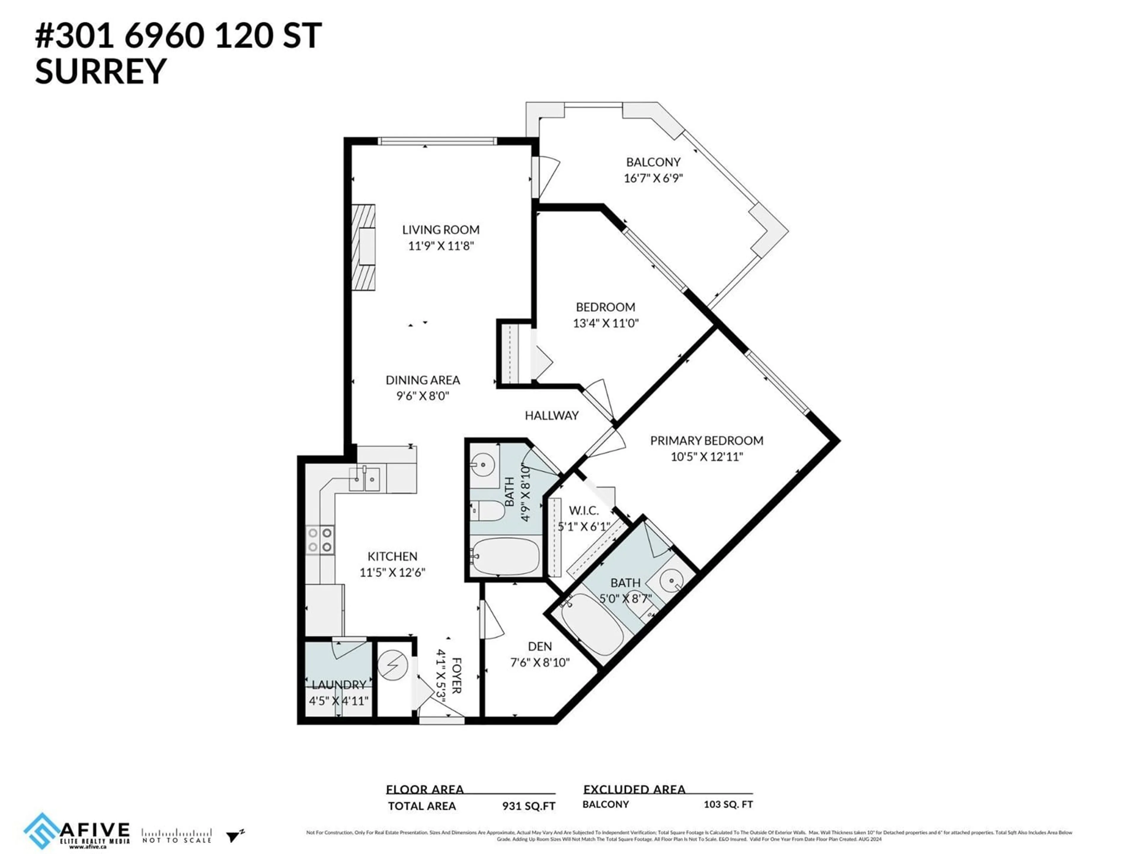 Floor plan for 301 6960 120 STREET, Surrey British Columbia V3W1V4