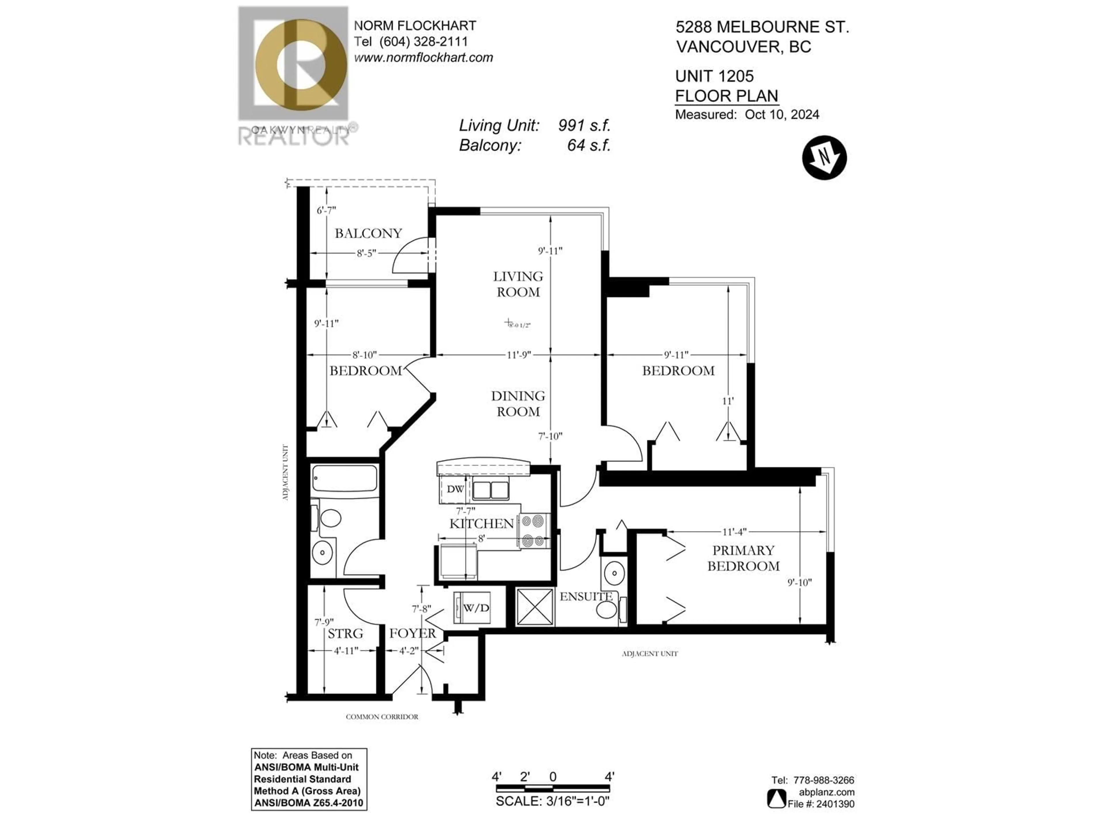 Floor plan for 1205 5288 MELBOURNE STREET, Vancouver British Columbia V5R6E6