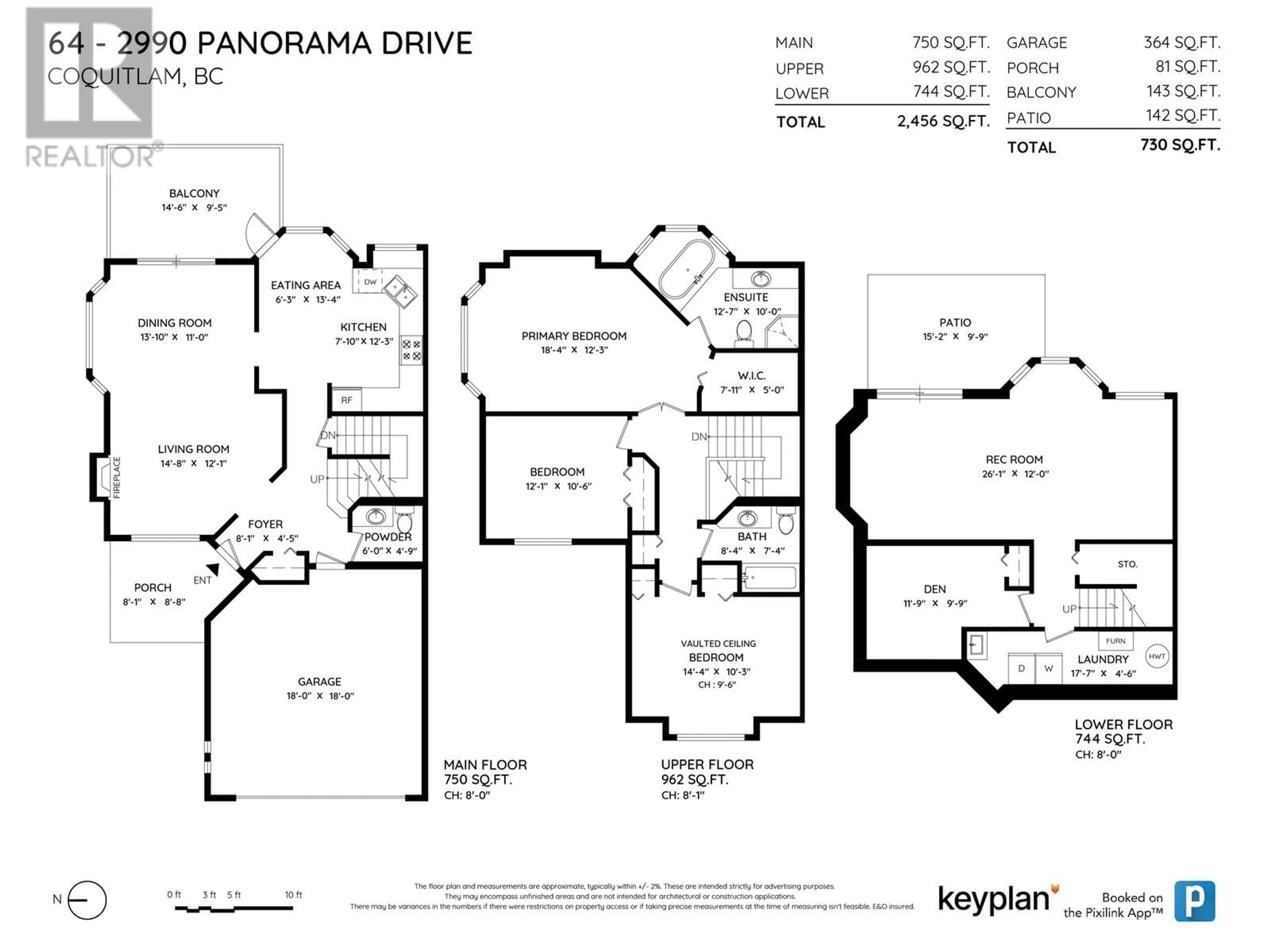 Floor plan for 64 2990 PANORAMA DRIVE, Coquitlam British Columbia V3E2W5