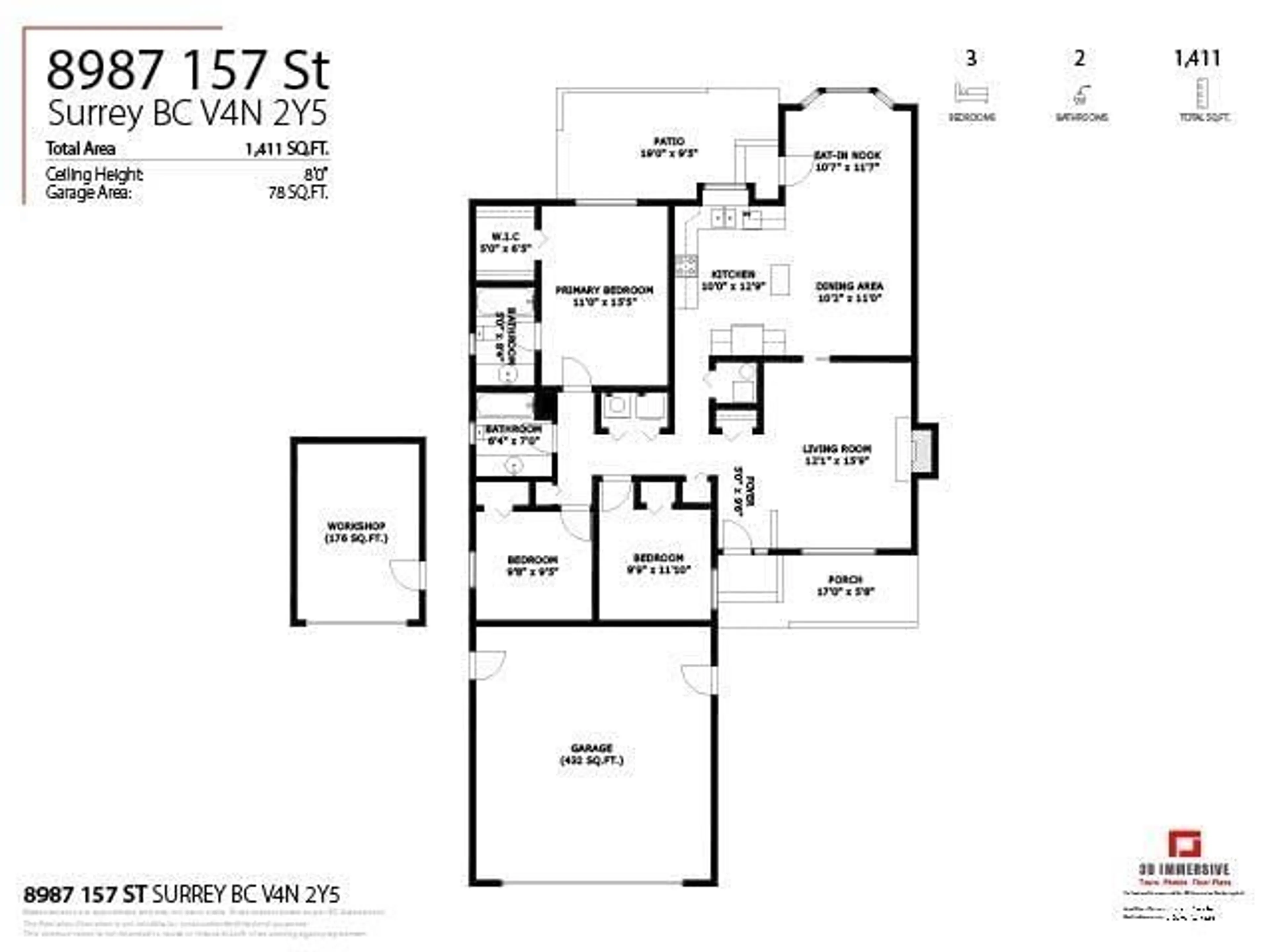 Floor plan for 8987 157 STREET, Surrey British Columbia V4N2Y5