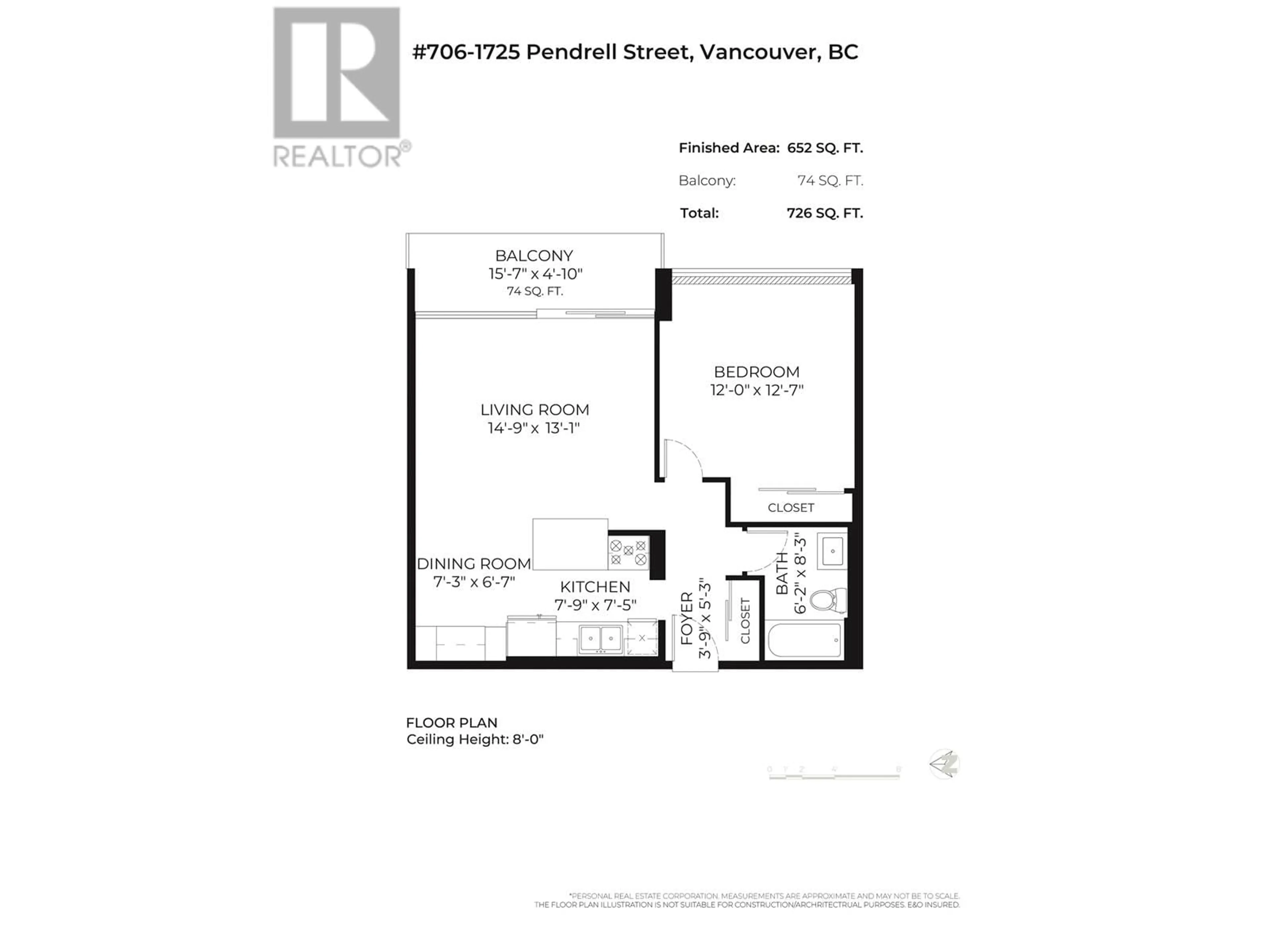 Floor plan for 706 1725 PENDRELL STREET, Vancouver British Columbia V6G2X7