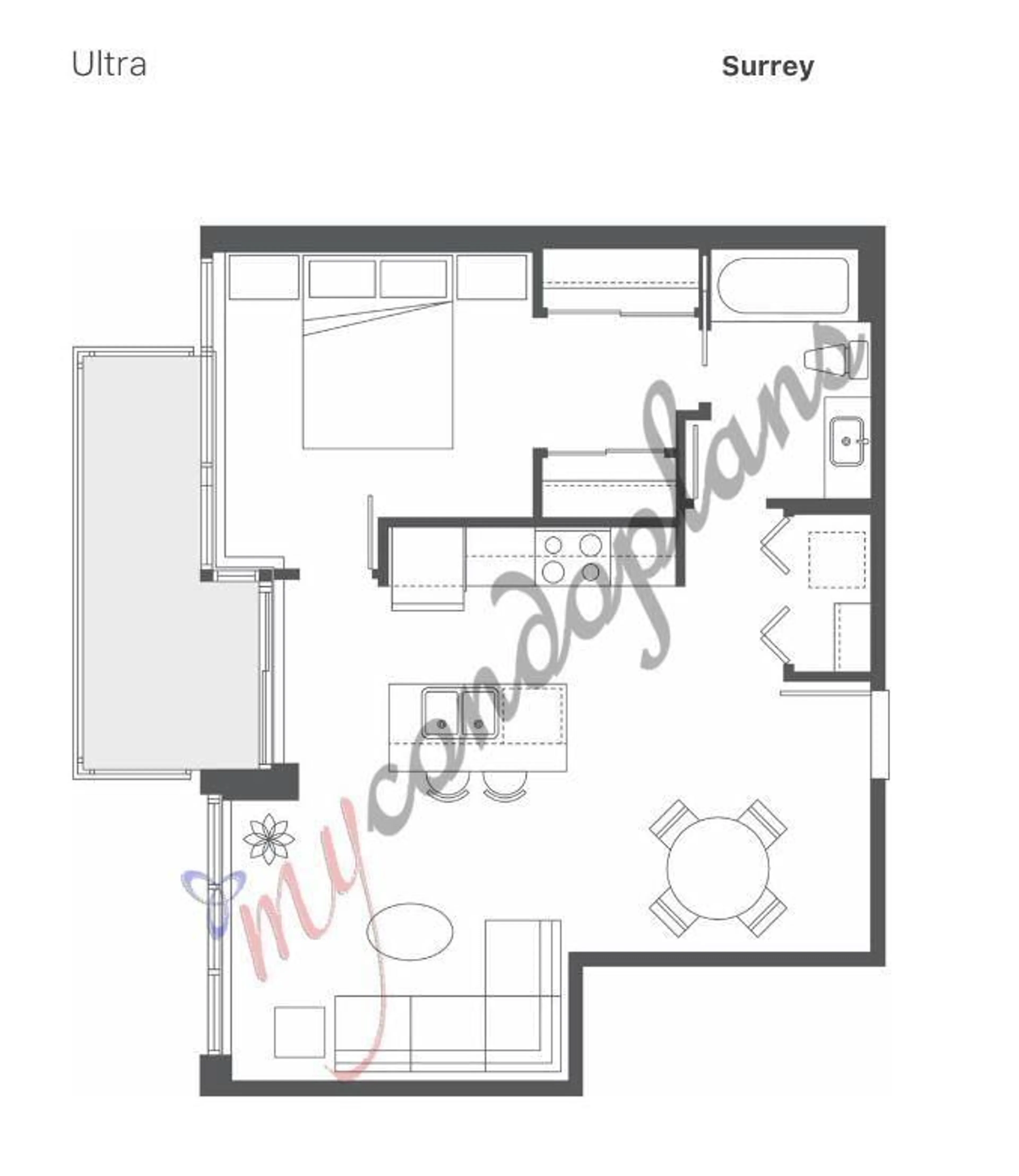 Floor plan for 3309 13325 102A AVENUE, Surrey British Columbia V3T0J5