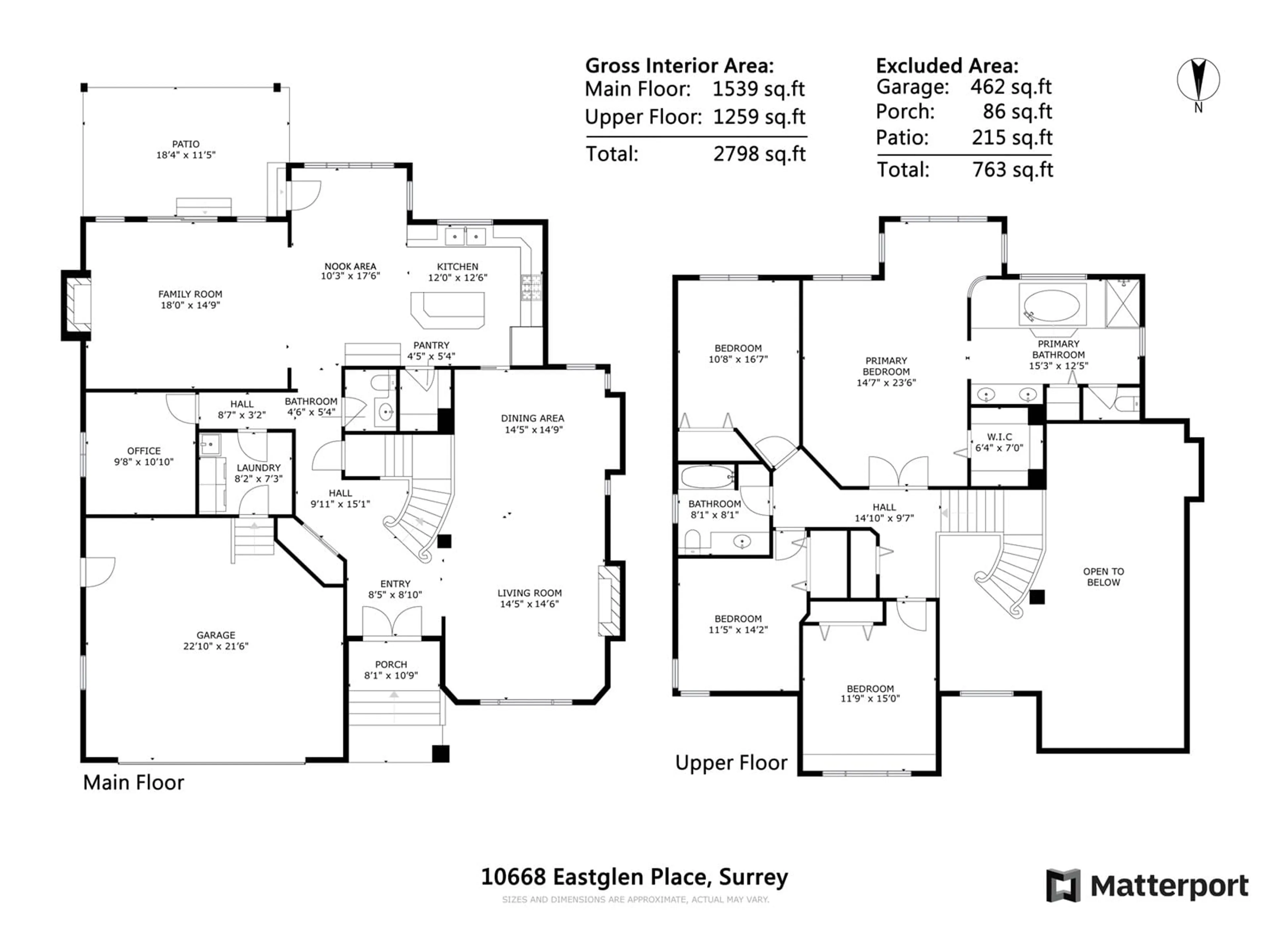 Floor plan for 10668 EASTGLEN PLACE, Surrey British Columbia V4N4S2