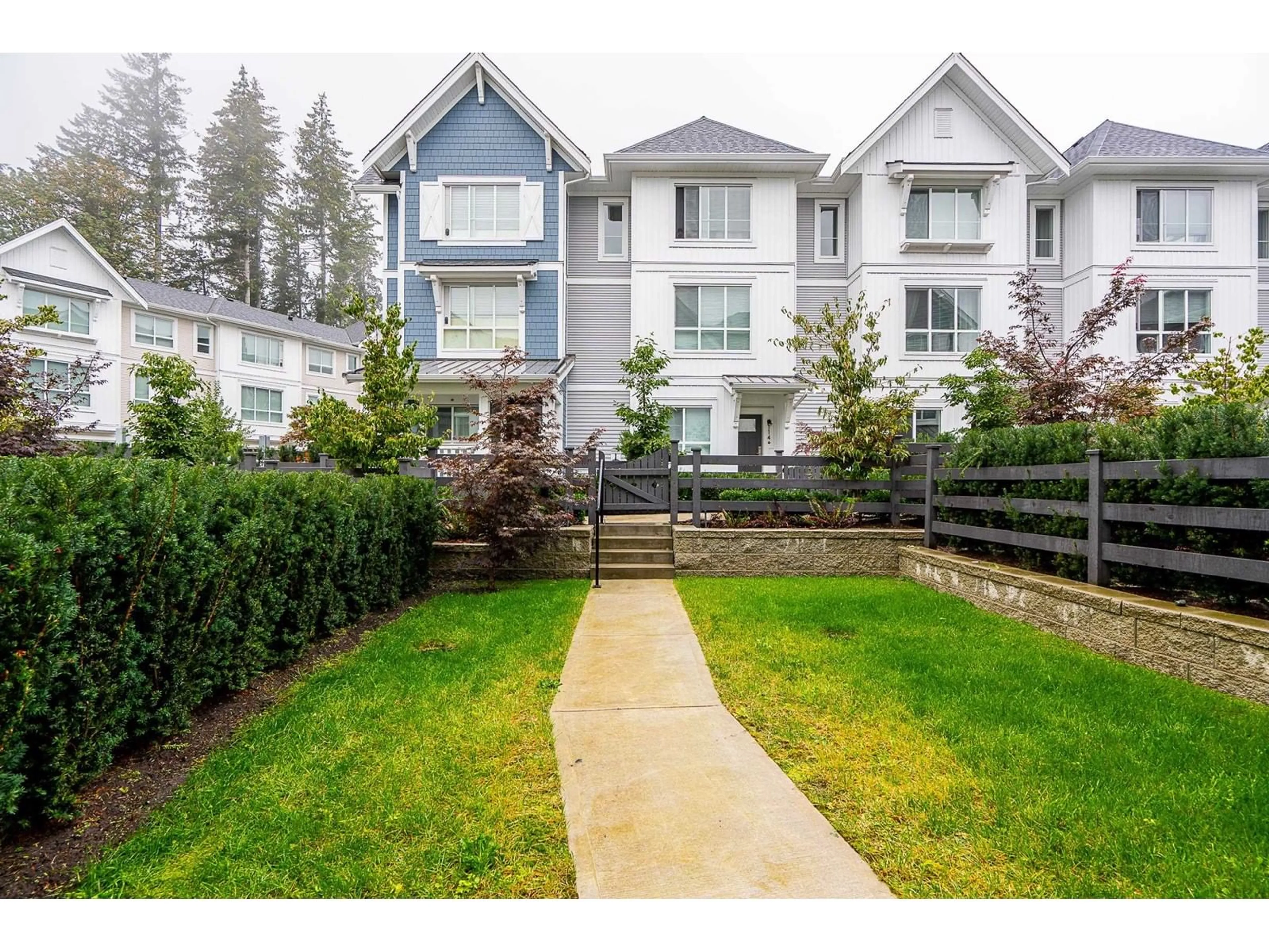 A pic from exterior of the house or condo, the fenced backyard for 119 8335 NELSON STREET, Mission British Columbia V4S0E4