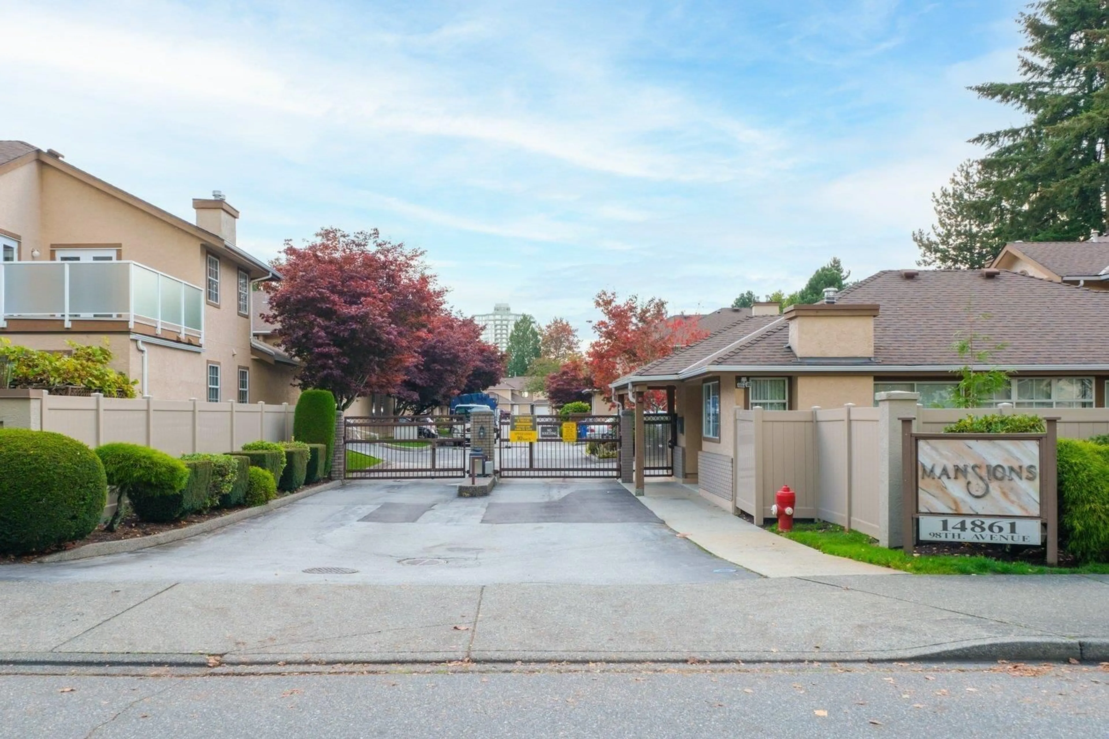 Frontside or backside of a home, the fenced backyard for 223 14861 98 AVENUE, Surrey British Columbia V3R0A2